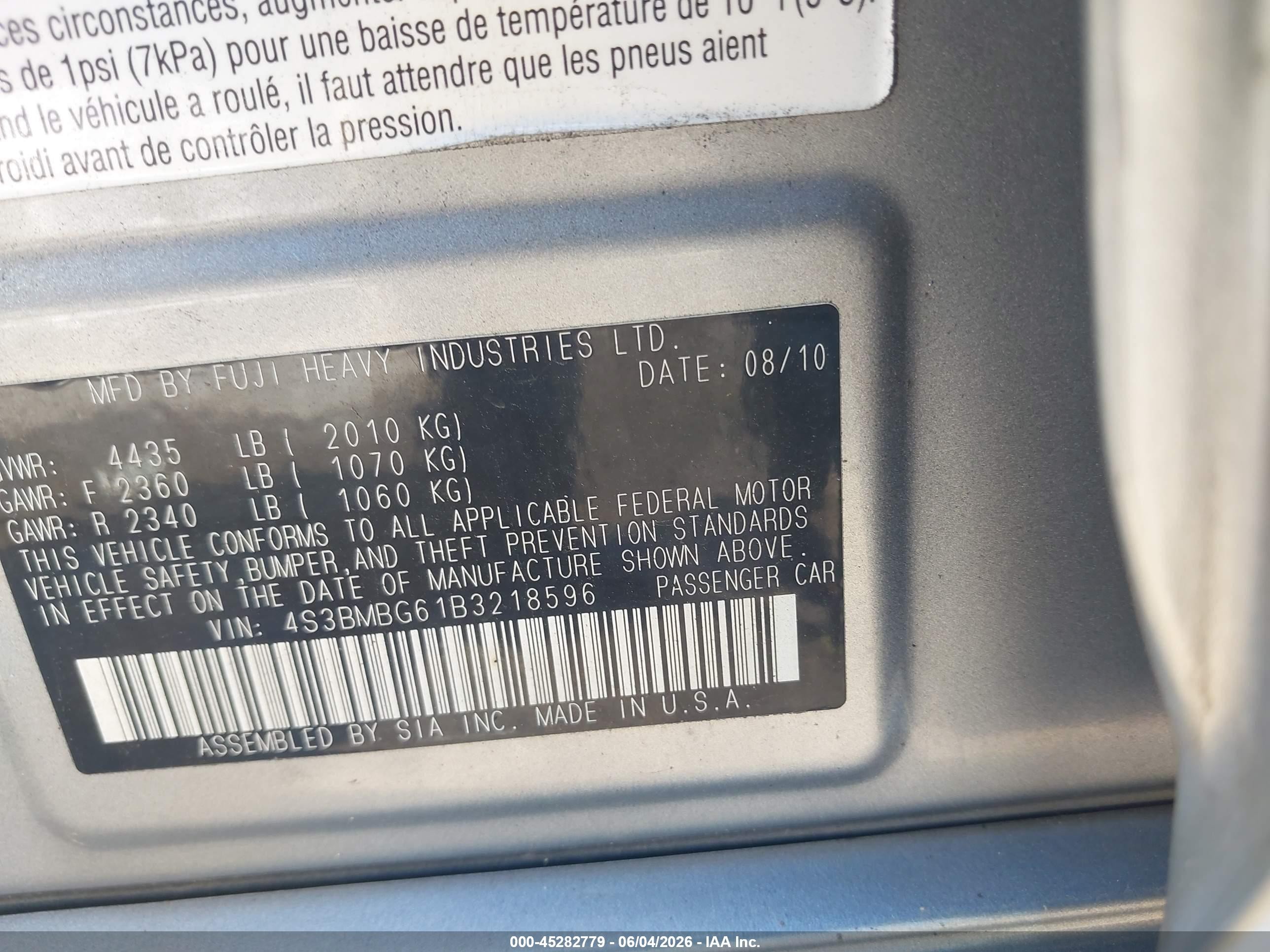 2011 Subaru Legacy 2.5i Premium Silver vin: 4S3BMBG61B3218596