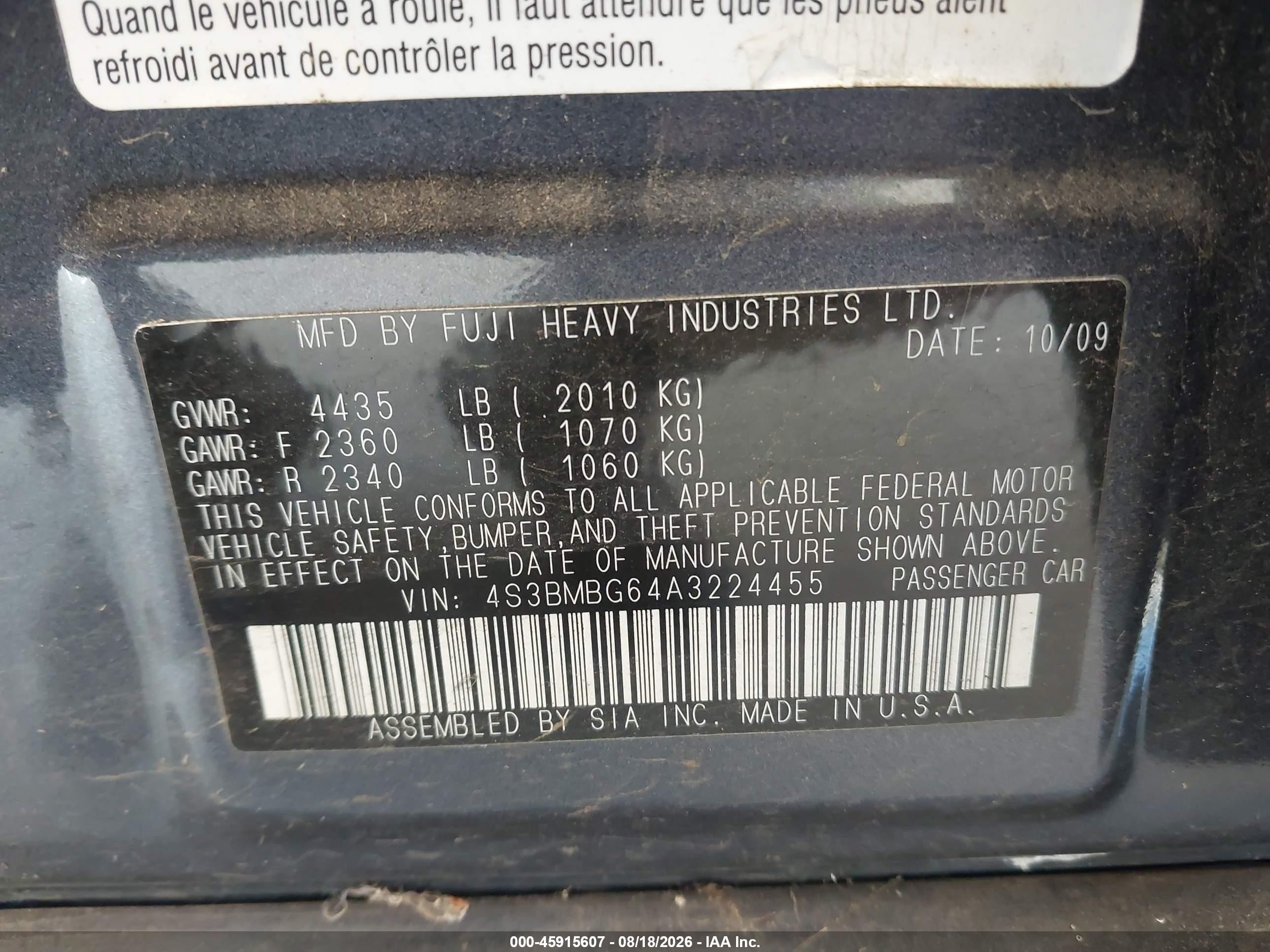 2010 Subaru Legacy 2.5i Premium Gray vin: 4S3BMBG64A3224455