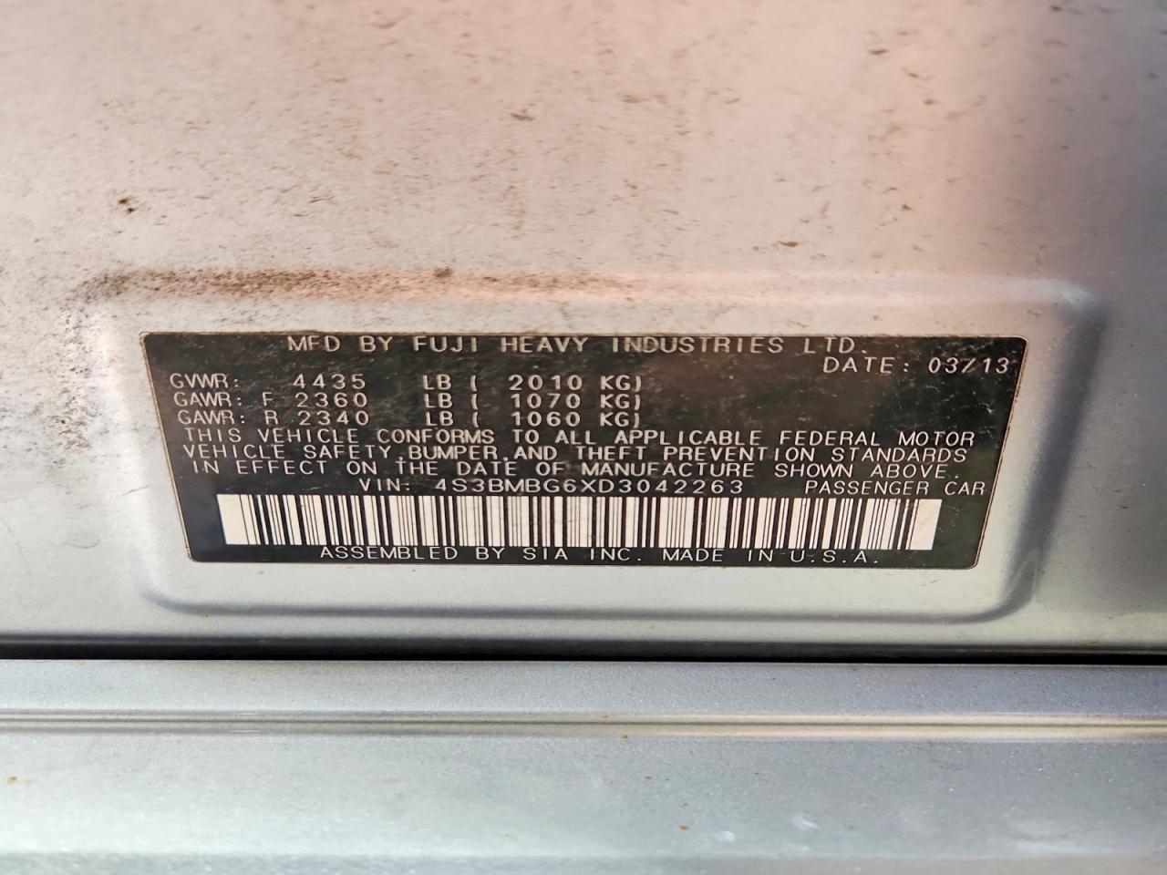 2013 Subaru Legacy 2.5i Premium Silver vin: 4S3BMBG6XD3042263