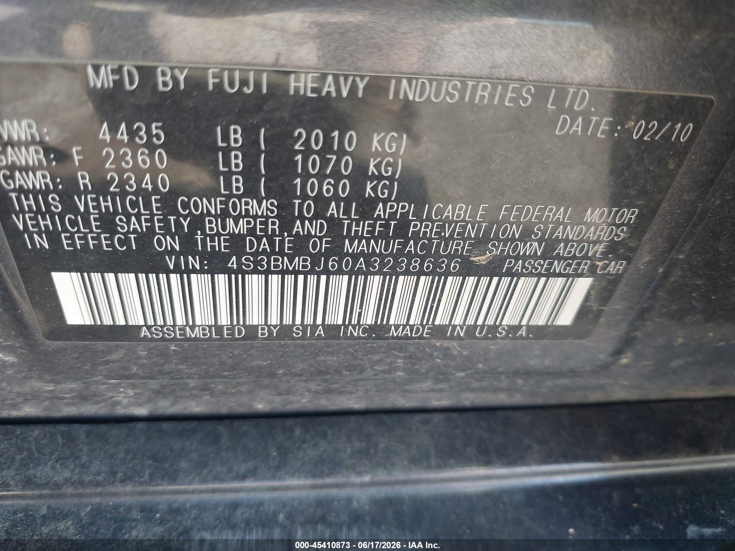 2010 Subaru Legacy 2.5i Limited Gray vin: 4S3BMBJ60A3238636