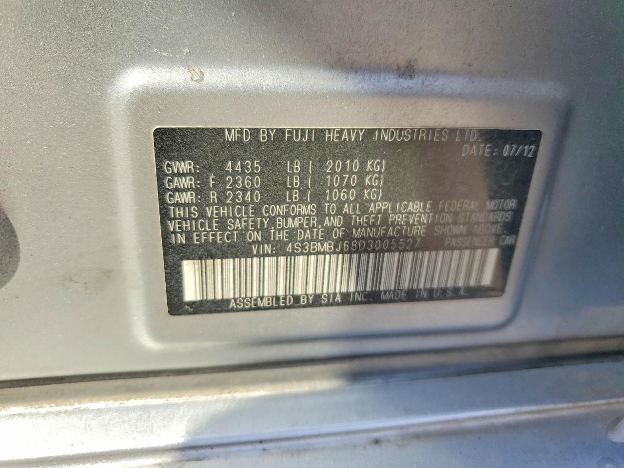 2013 Subaru Legacy 2.5i Limited Silver vin: 4S3BMBJ68D3005527