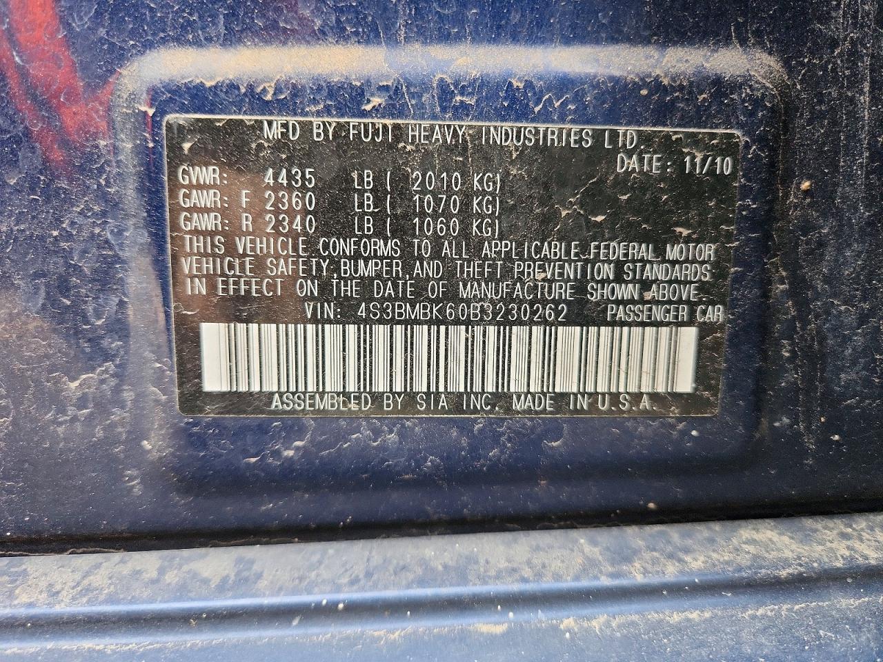 2011 Subaru Legacy 2.5i Limited Синий vin: 4S3BMBK60B3230262