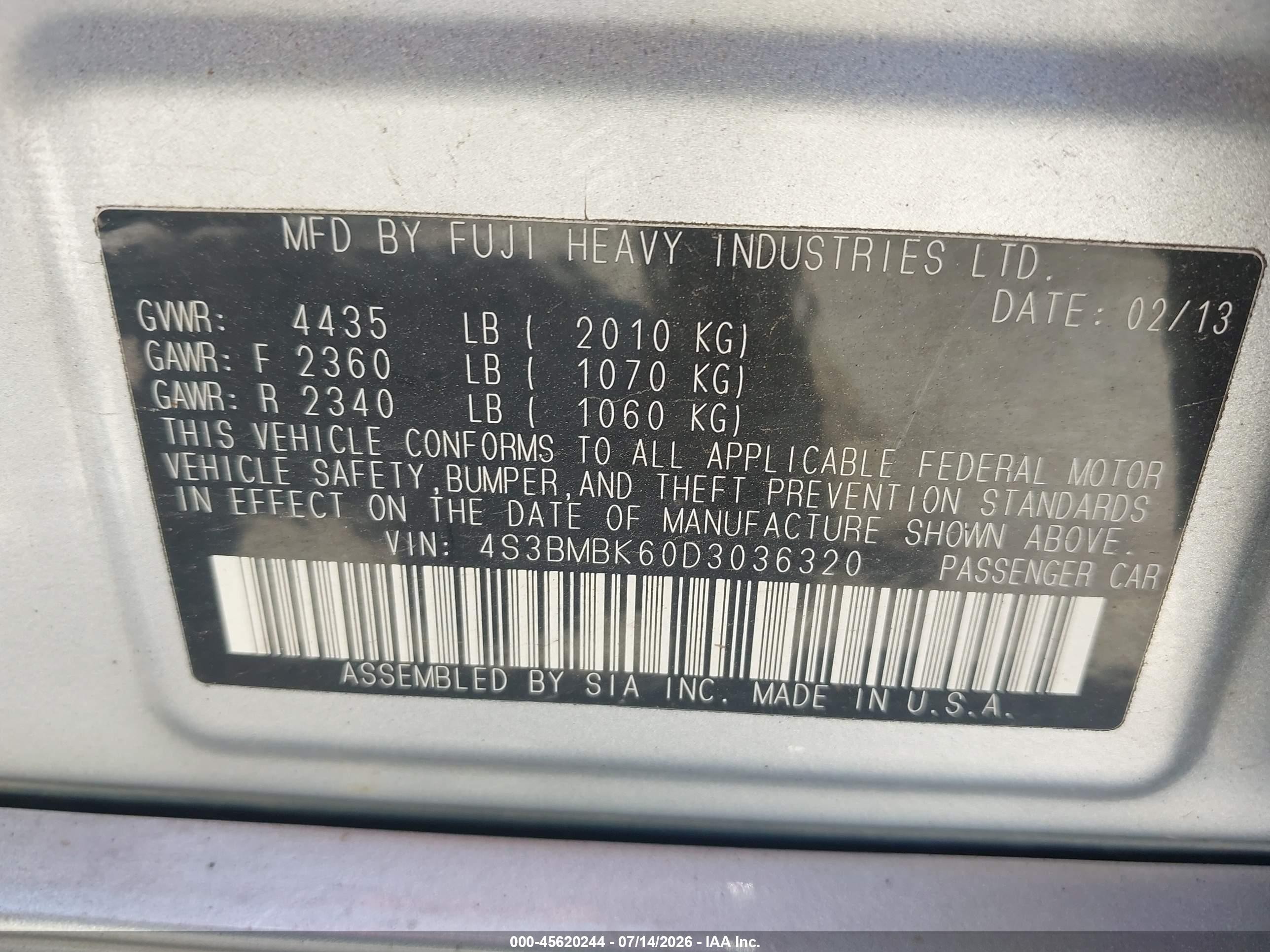 2013 Subaru Legacy 2.5i Limited Silver vin: 4S3BMBK60D3036320