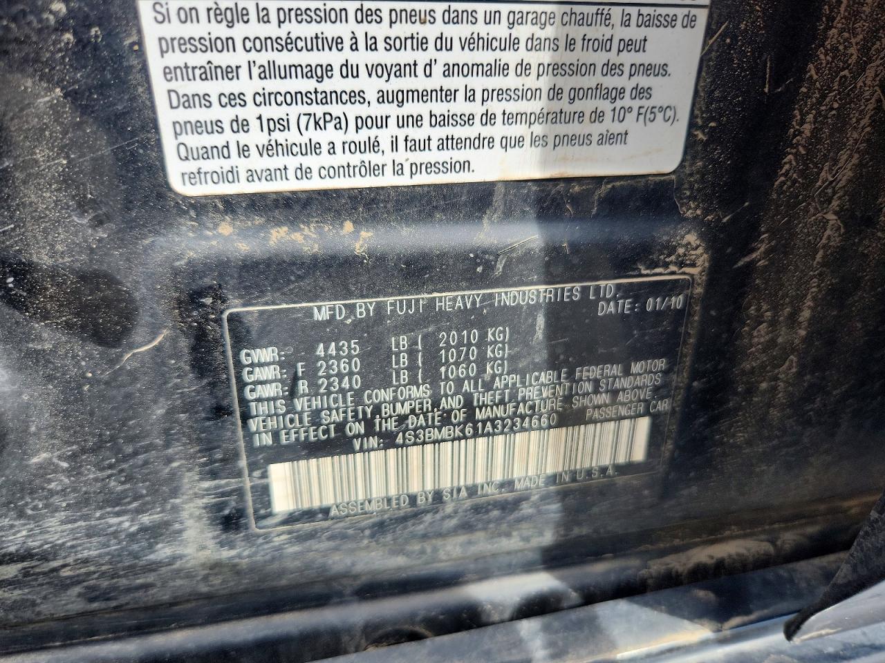 2010 Subaru Legacy 2.5i Limited Black vin: 4S3BMBK61A3234660
