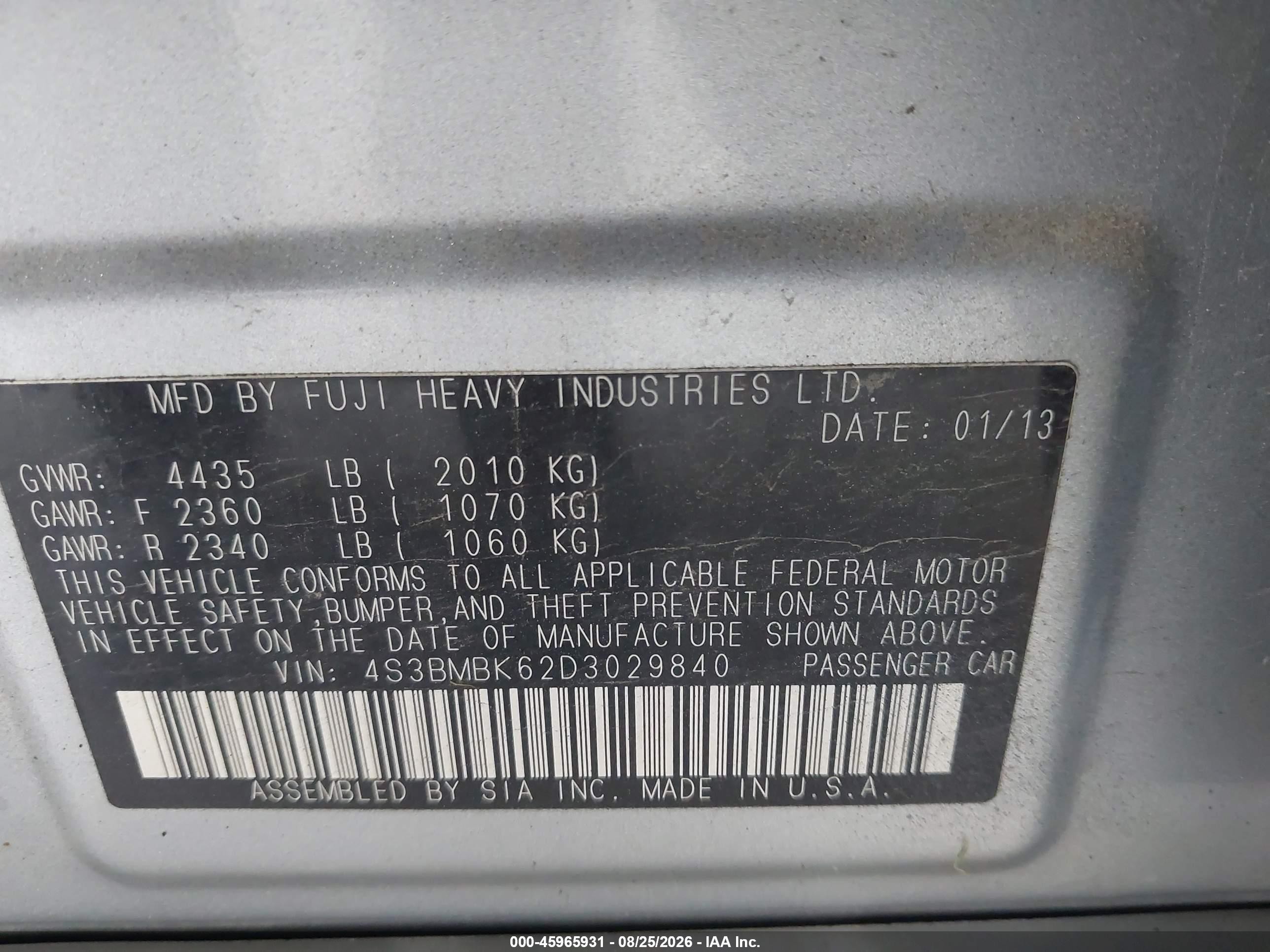 2013 Subaru Legacy 2.5i Limited Gray vin: 4S3BMBK62D3029840