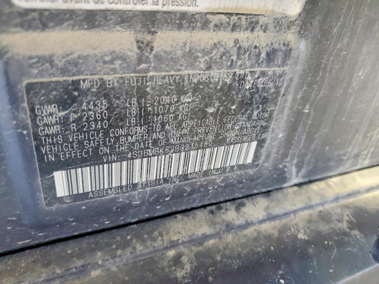 2011 Subaru Legacy 2.5i Limited Черный vin: 4S3BMBK63B3215450