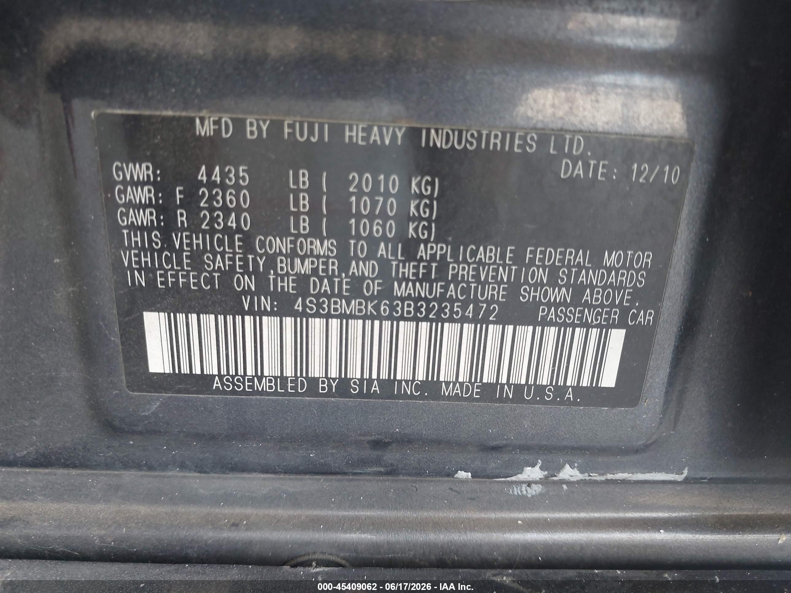 2011 Subaru Legacy 2.5i Limited Gray vin: 4S3BMBK63B3235472