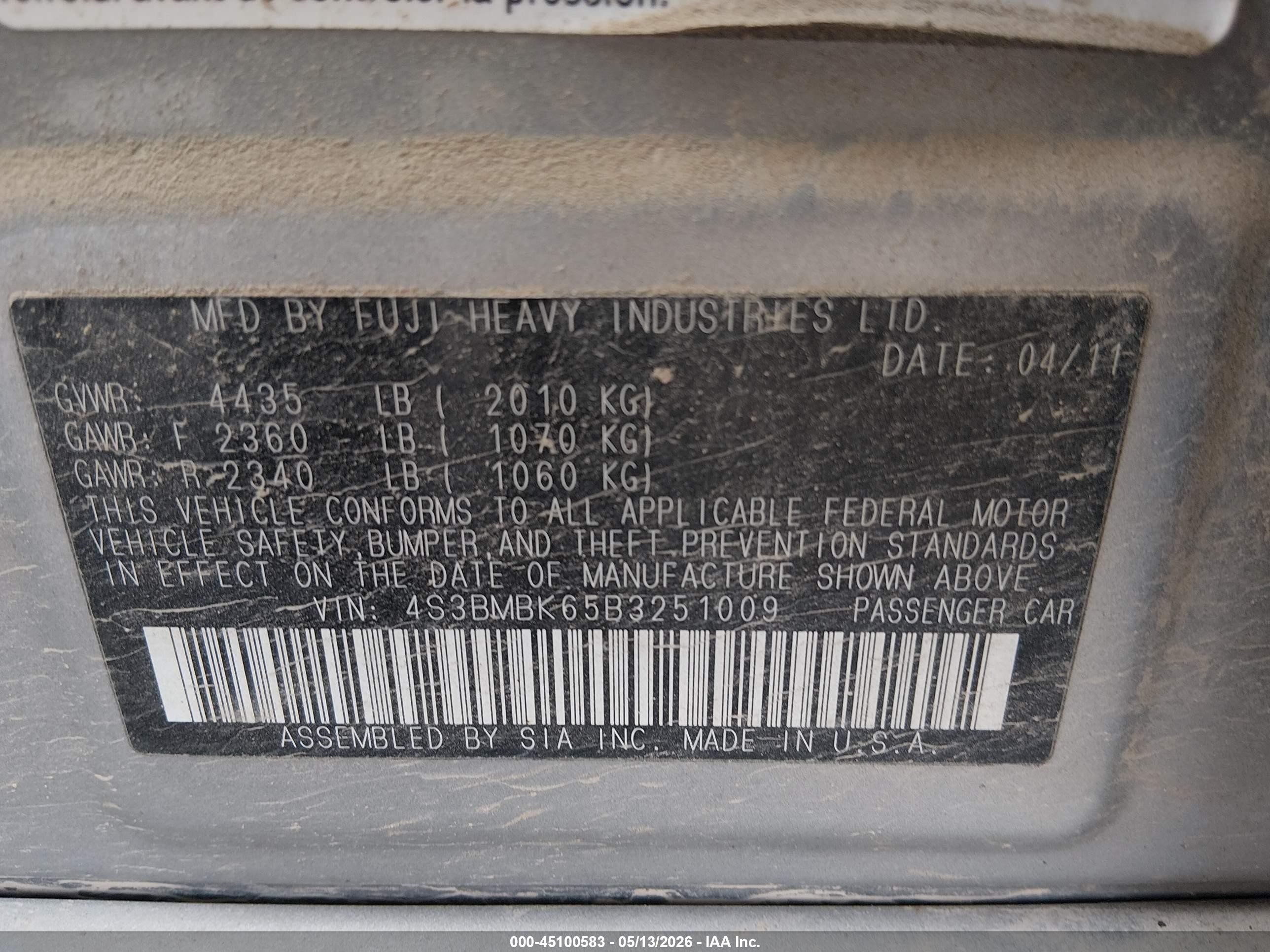 2011 Subaru Legacy 2.5i Limited Silver vin: 4S3BMBK65B3251009