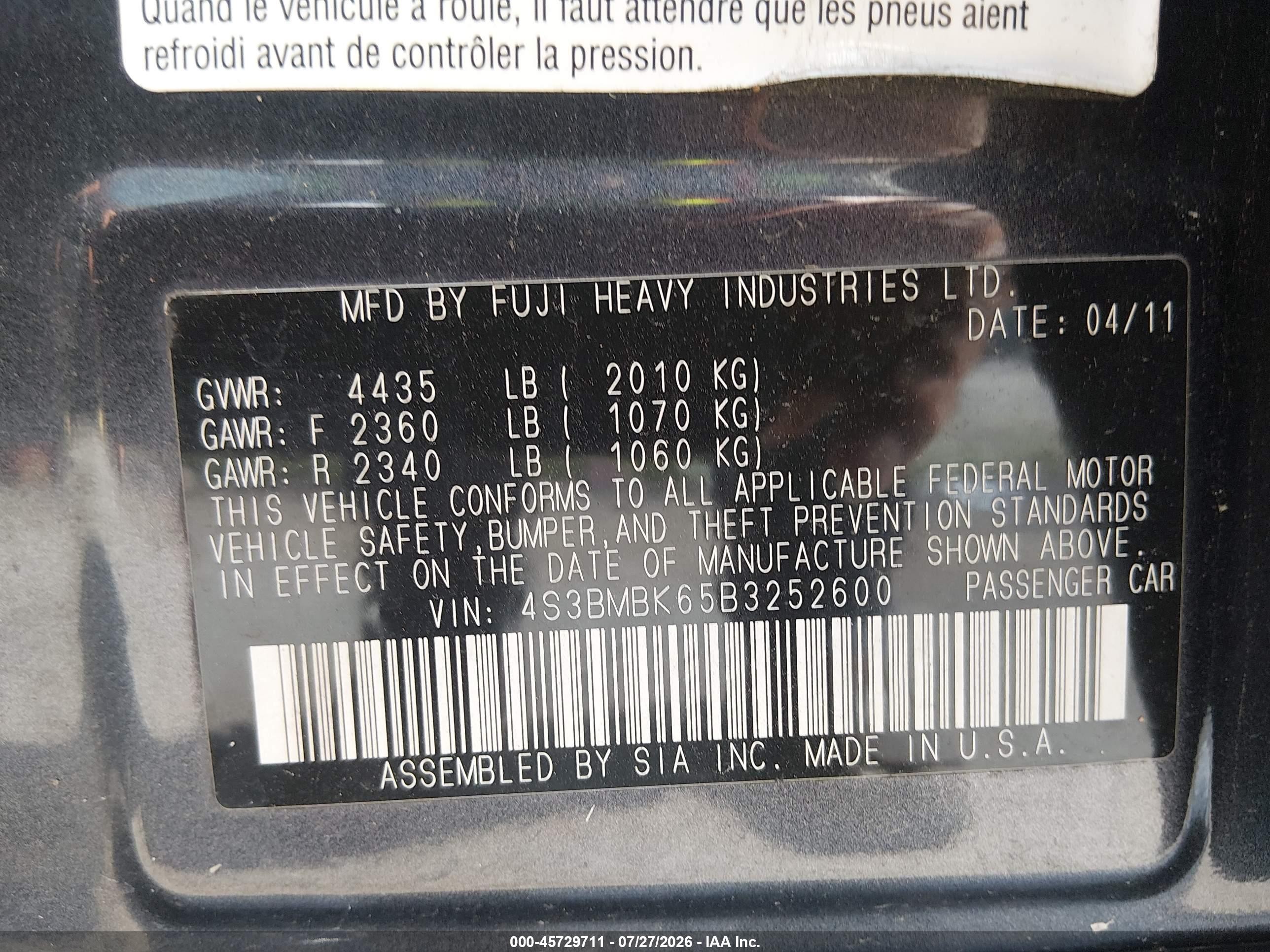 2011 Subaru Legacy 2.5i Limited Gray vin: 4S3BMBK65B3252600