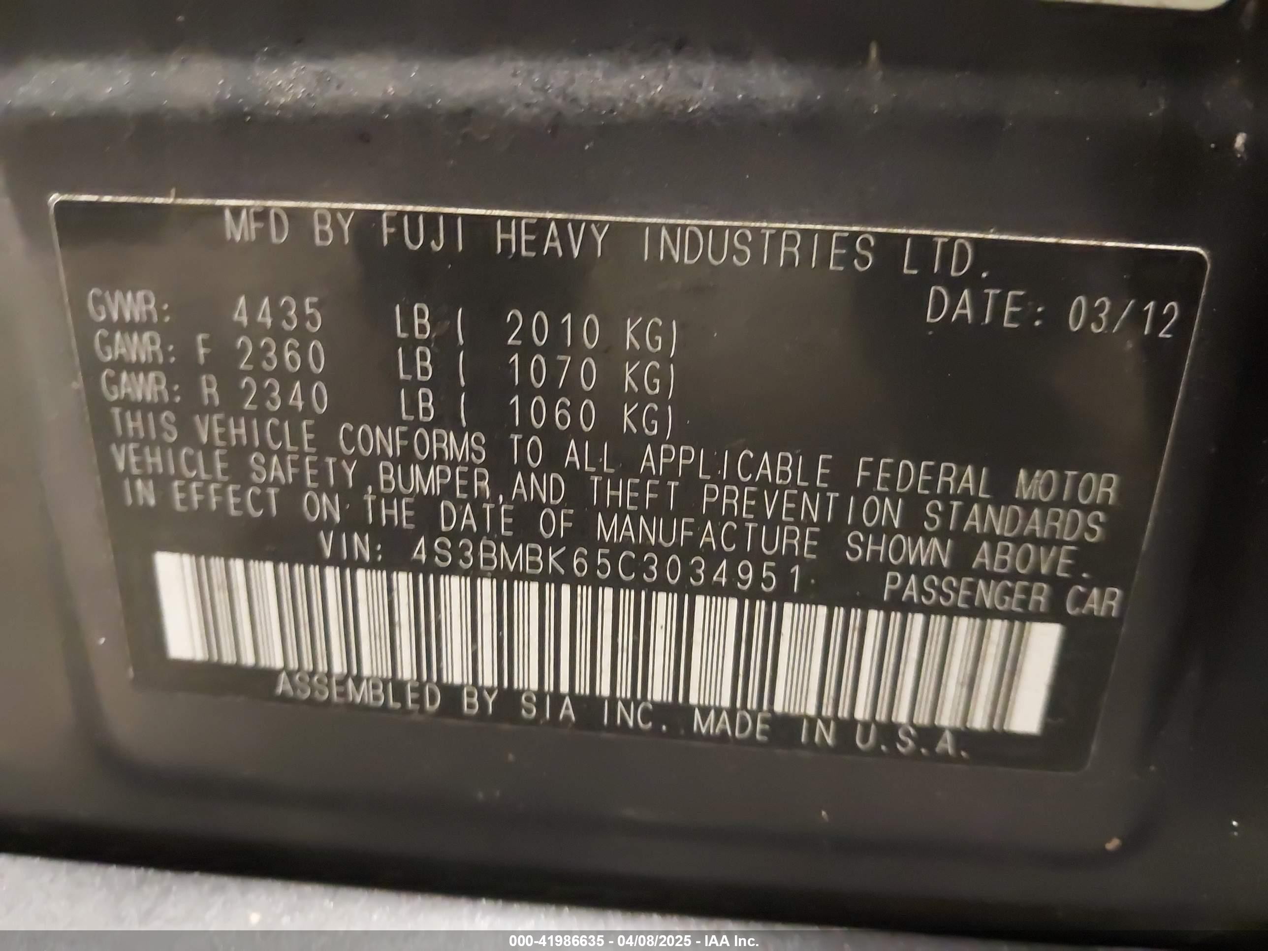 2012 Subaru Legacy 2.5i Limited Gray vin: 4S3BMBK65C3034951