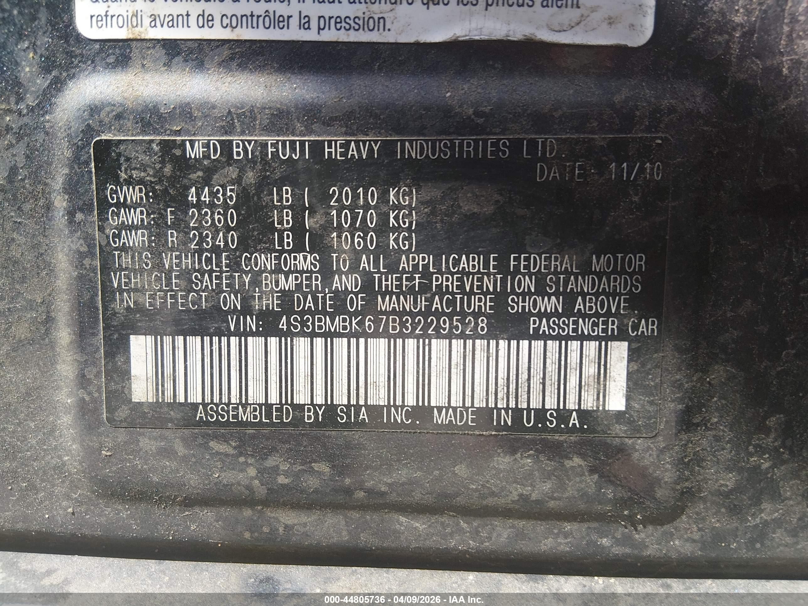 2011 Subaru Legacy 2.5i Limited Black vin: 4S3BMBK67B3229528