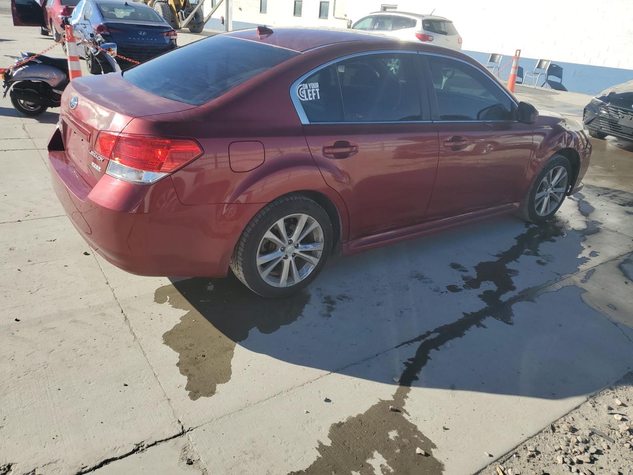 2014 Subaru Legacy 2.5i Limited Burgundy vin: 4S3BMBL64E3023862 Damage: Right Front Fender, Dent(S) W/ Paint Dmg, 6 To 7 Inches