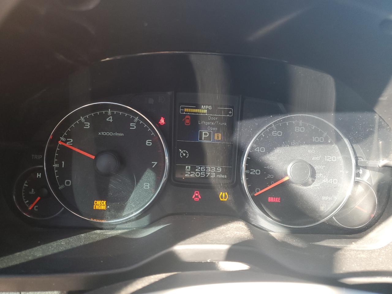 2014 Subaru Legacy 2.5i Limited Burgundy vin: 4S3BMBL64E3023862 Damage: Warning Light - Engine, On, Unacceptable