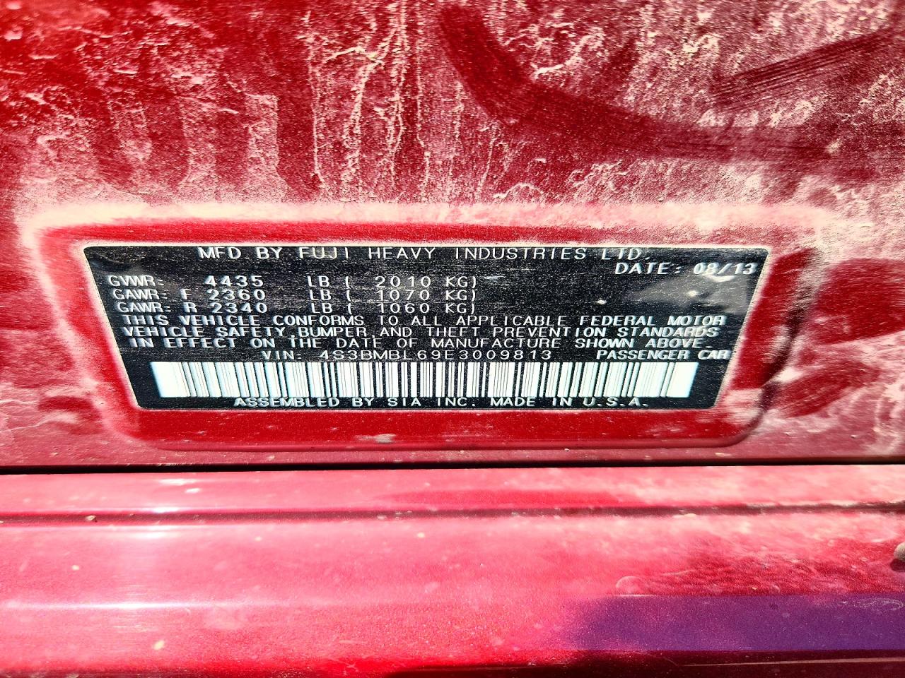 2014 Subaru Legacy 2.5i Limited Burgundy vin: 4S3BMBL69E3009813