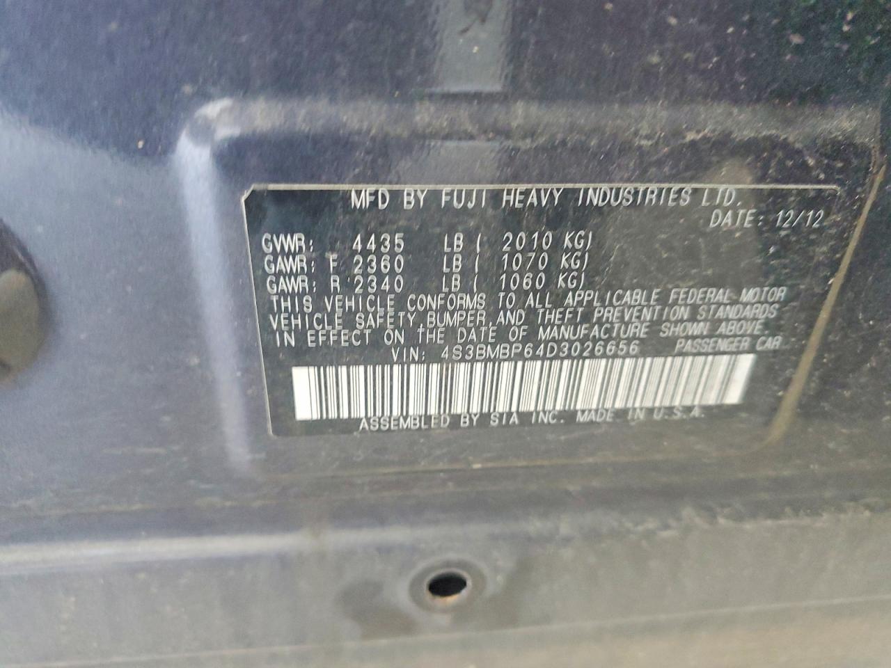2013 Subaru Legacy 2.5i Limited Gray vin: 4S3BMBP64D3026656