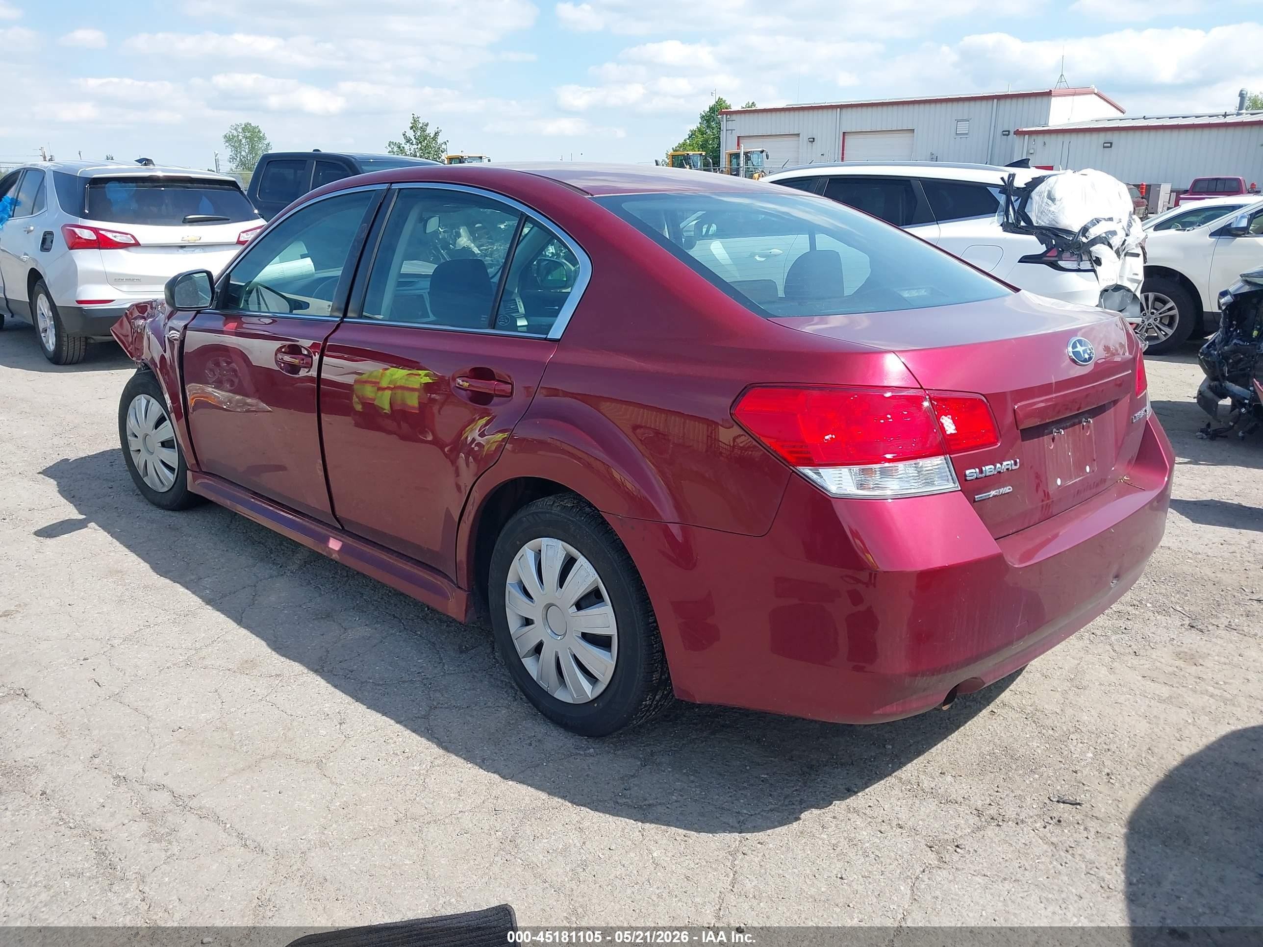 2011 Subaru Legacy 2.5i Red vin: 4S3BMCA62B3213096
