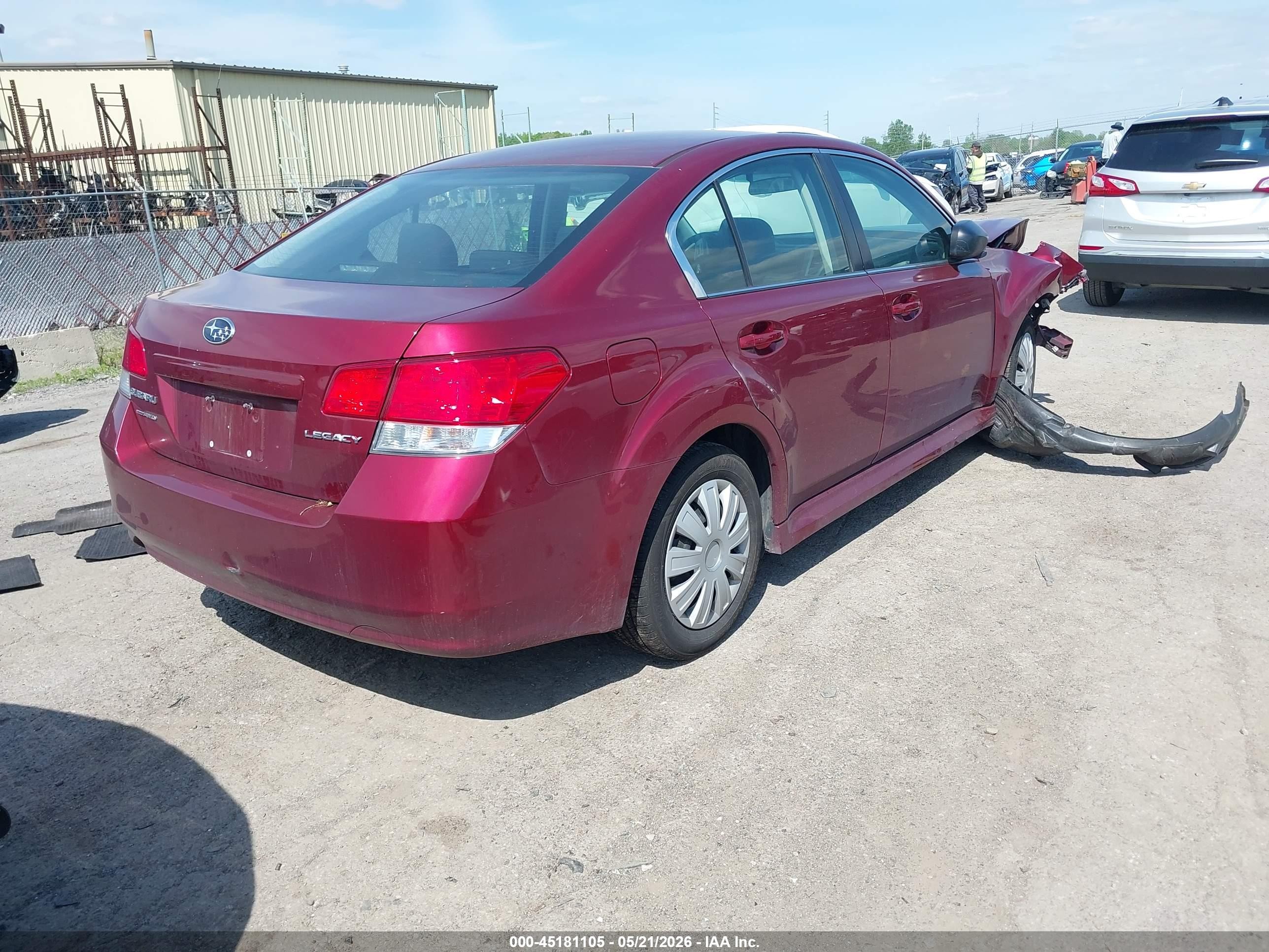 2011 Subaru Legacy 2.5i Red vin: 4S3BMCA62B3213096