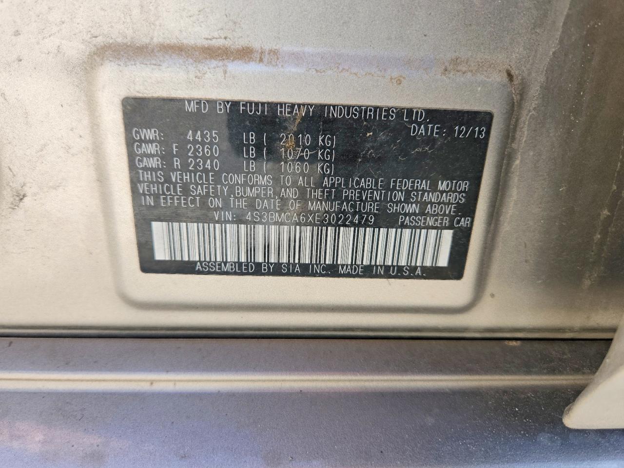 2014 Subaru Legacy 2.5i Cream vin: 4S3BMCA6XE3022479