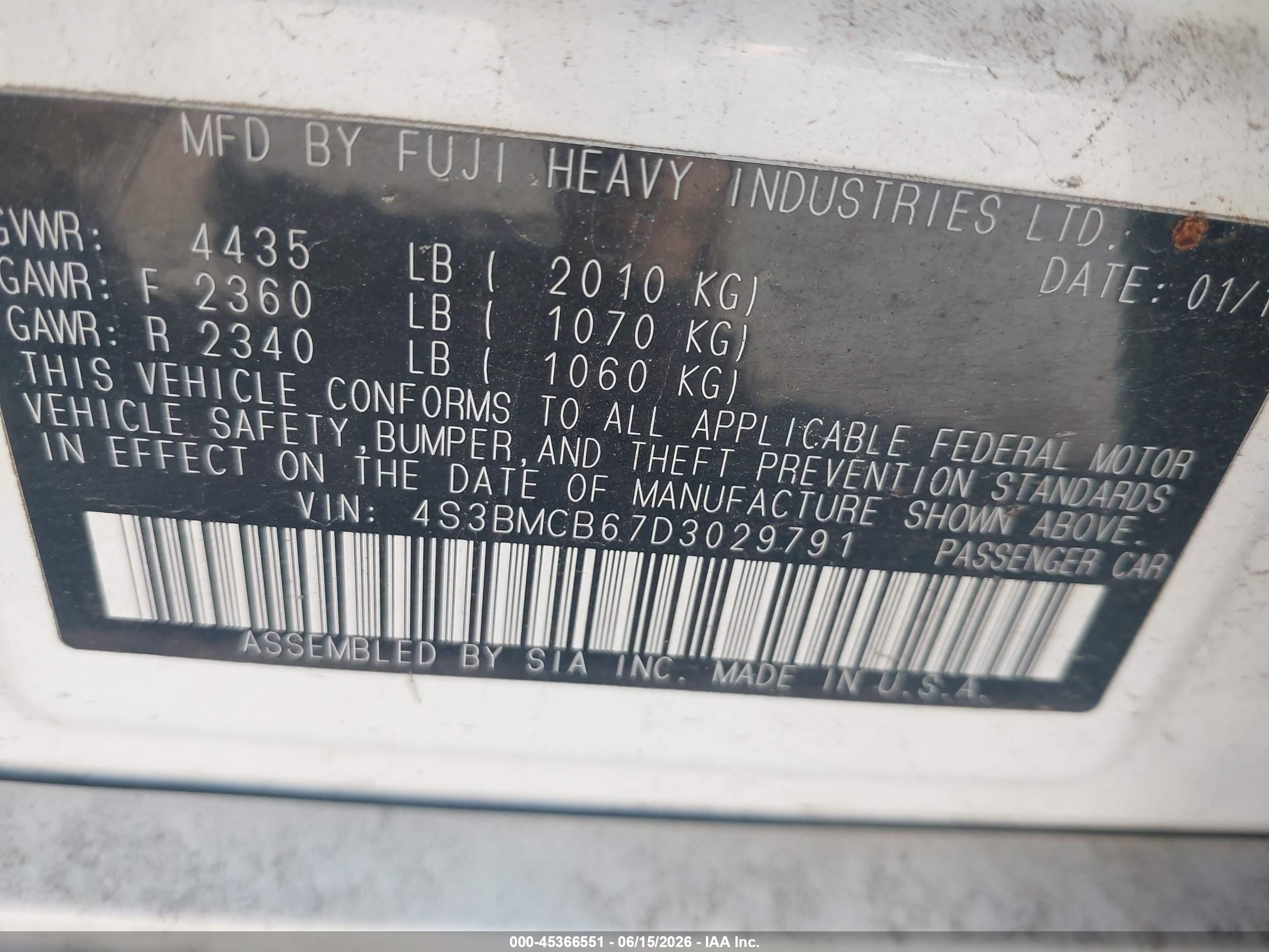 2013 Subaru Legacy 2.5i Premium White vin: 4S3BMCB67D3029791