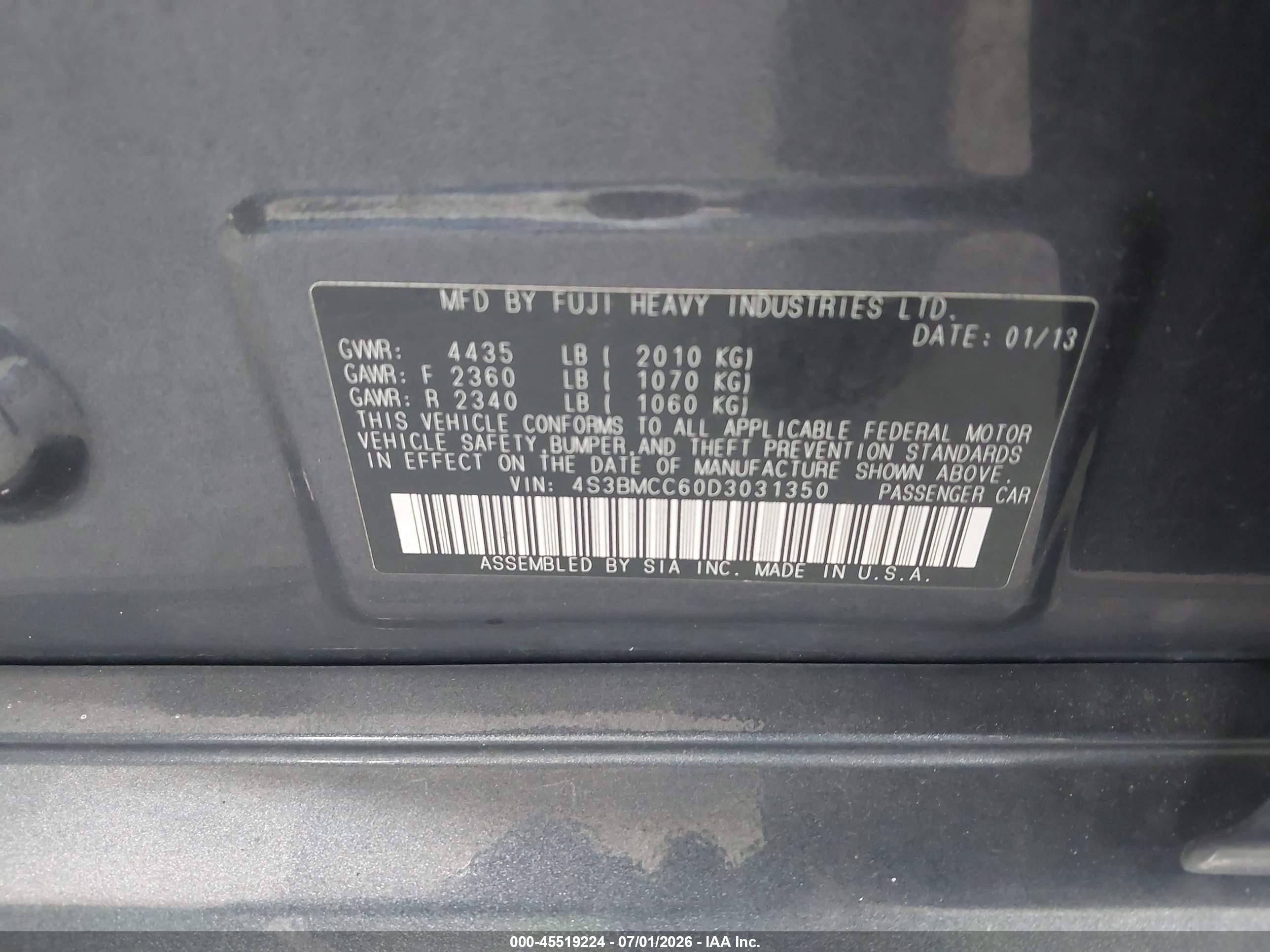 2013 Subaru Legacy 2.5i Premium Gray vin: 4S3BMCC60D3031350
