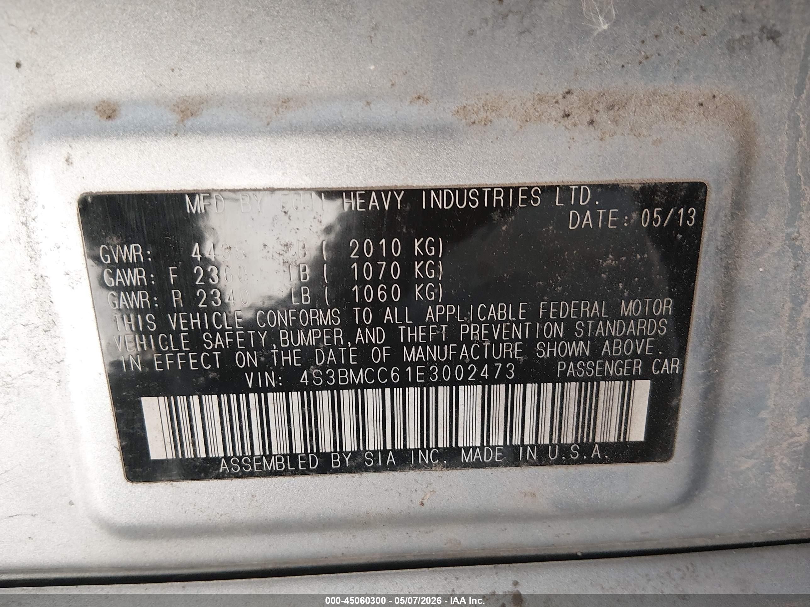 2014 Subaru Legacy 2.5i Premium Silver vin: 4S3BMCC61E3002473