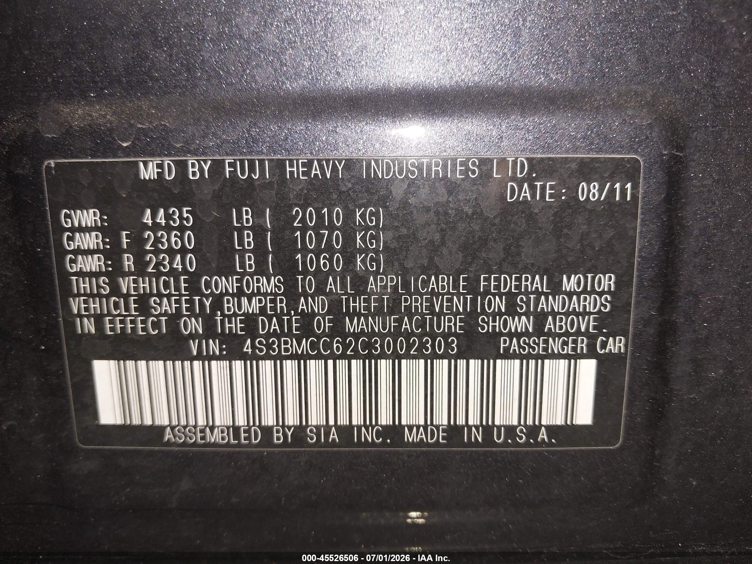 2012 Subaru Legacy 2.5i Premium Gray vin: 4S3BMCC62C3002303