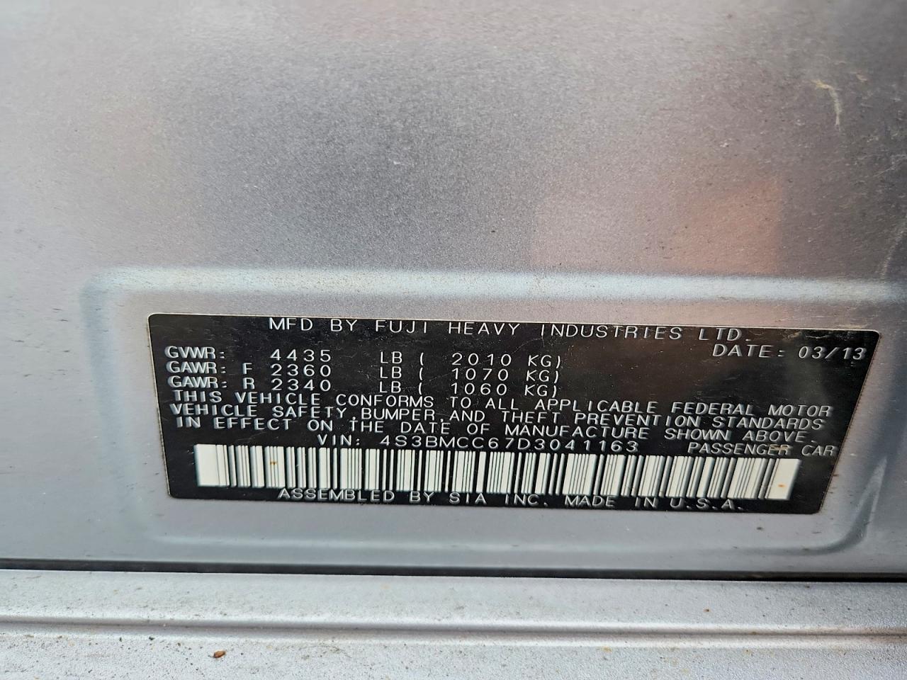2013 Subaru Legacy 2.5i Premium Silver vin: 4S3BMCC67D3041163