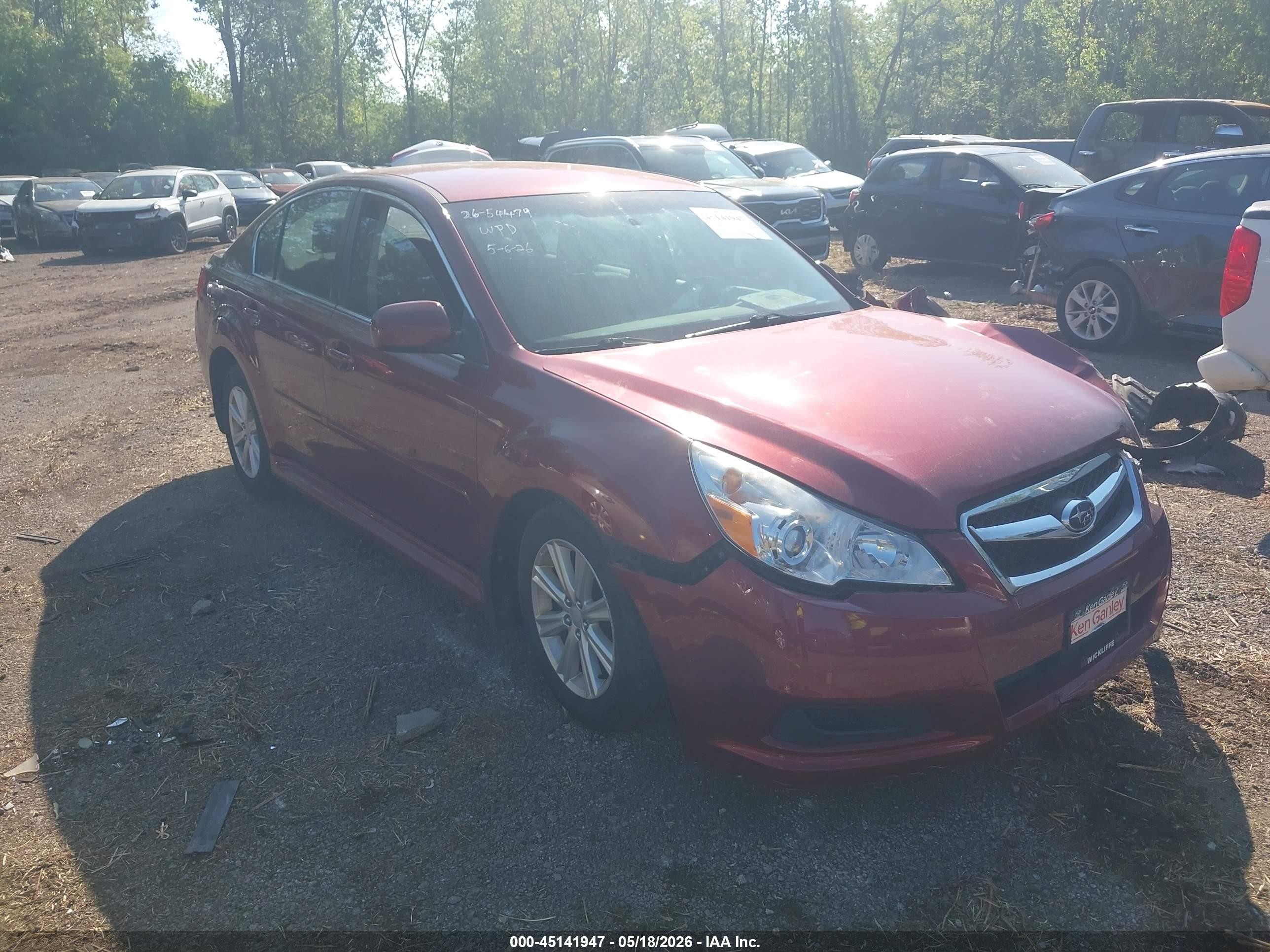 2012 Subaru Legacy 2.5i Premium Burgundy vin: 4S3BMCC68C3036908
