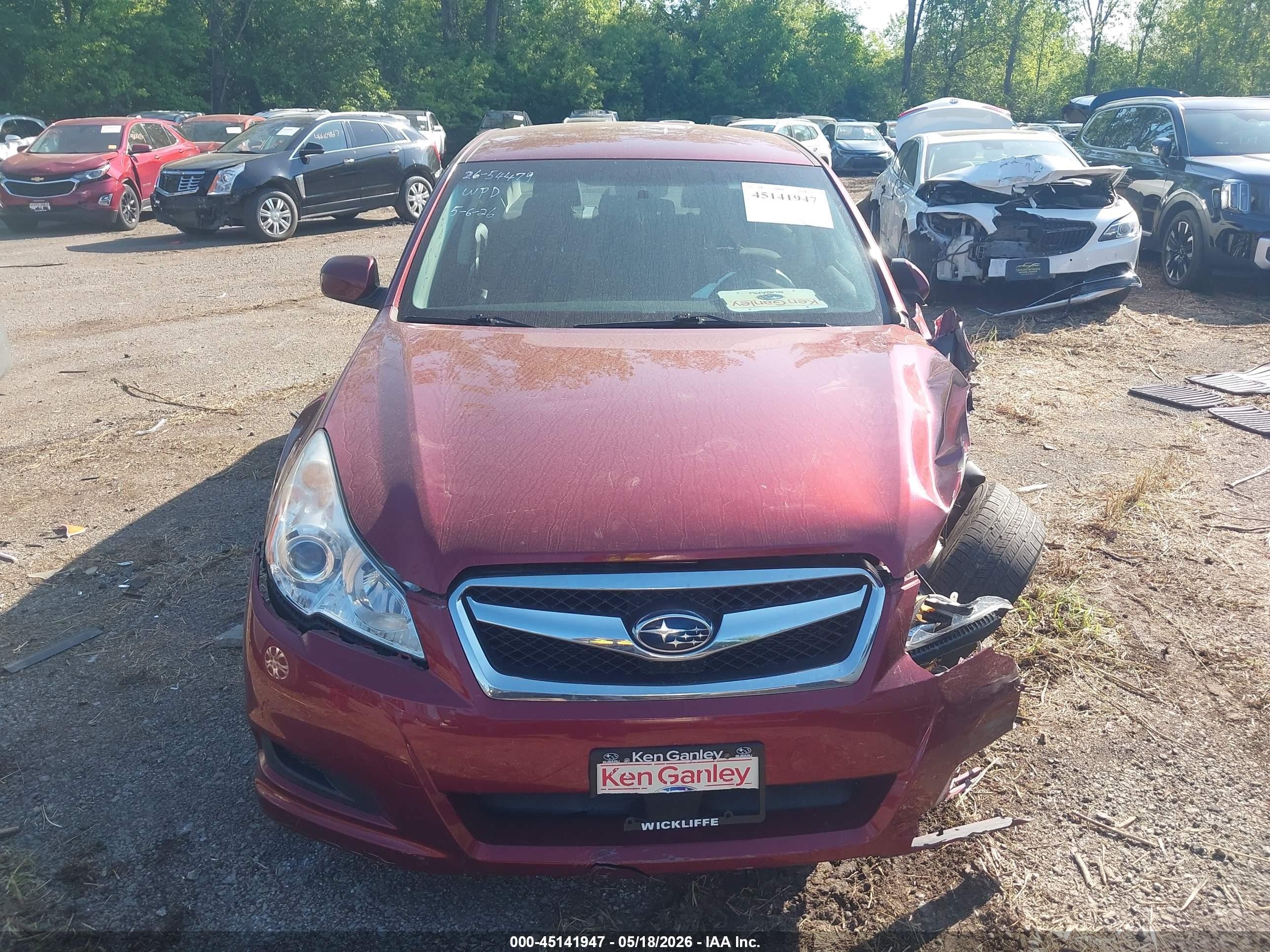2012 Subaru Legacy 2.5i Premium Burgundy vin: 4S3BMCC68C3036908