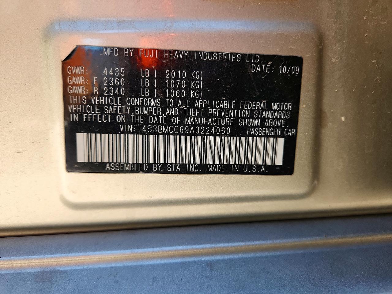2010 Subaru Legacy 2.5i Premium Золотой vin: 4S3BMCC69A3224060