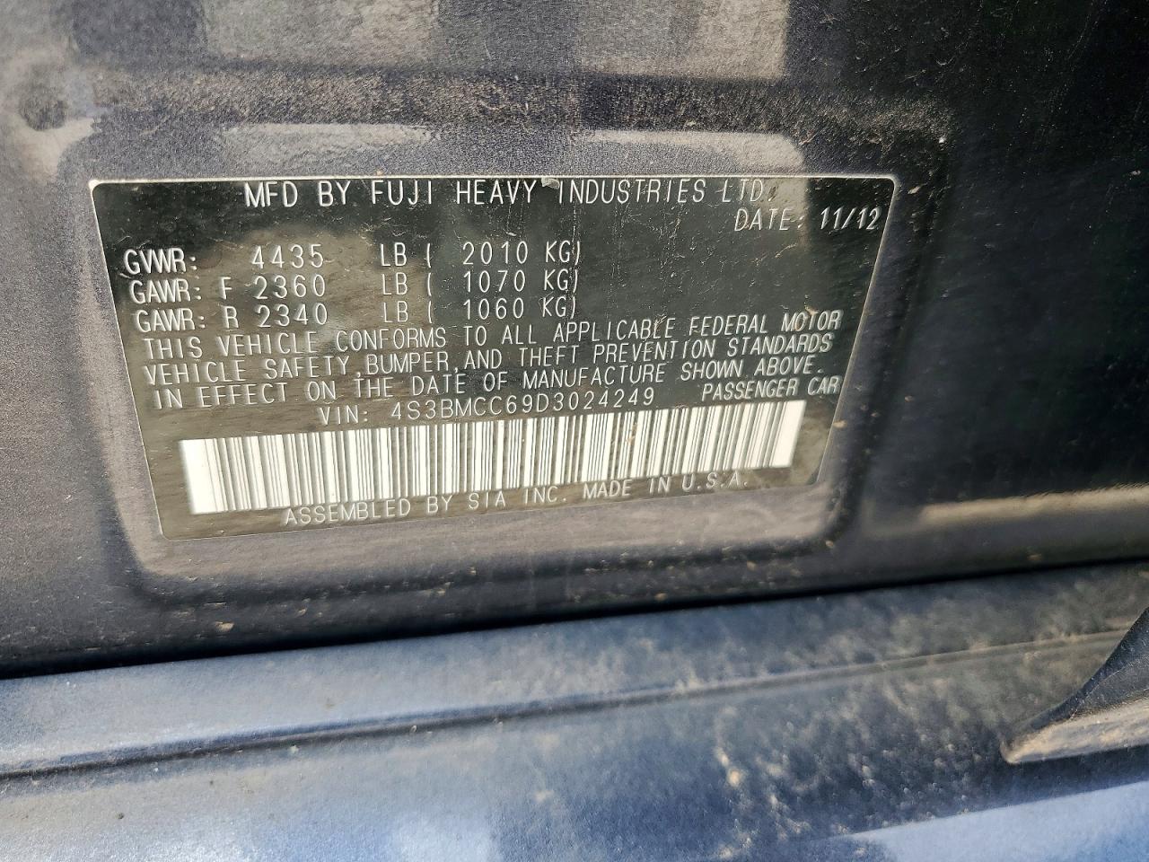 2013 Subaru Legacy 2.5i Premium Gray vin: 4S3BMCC69D3024249
