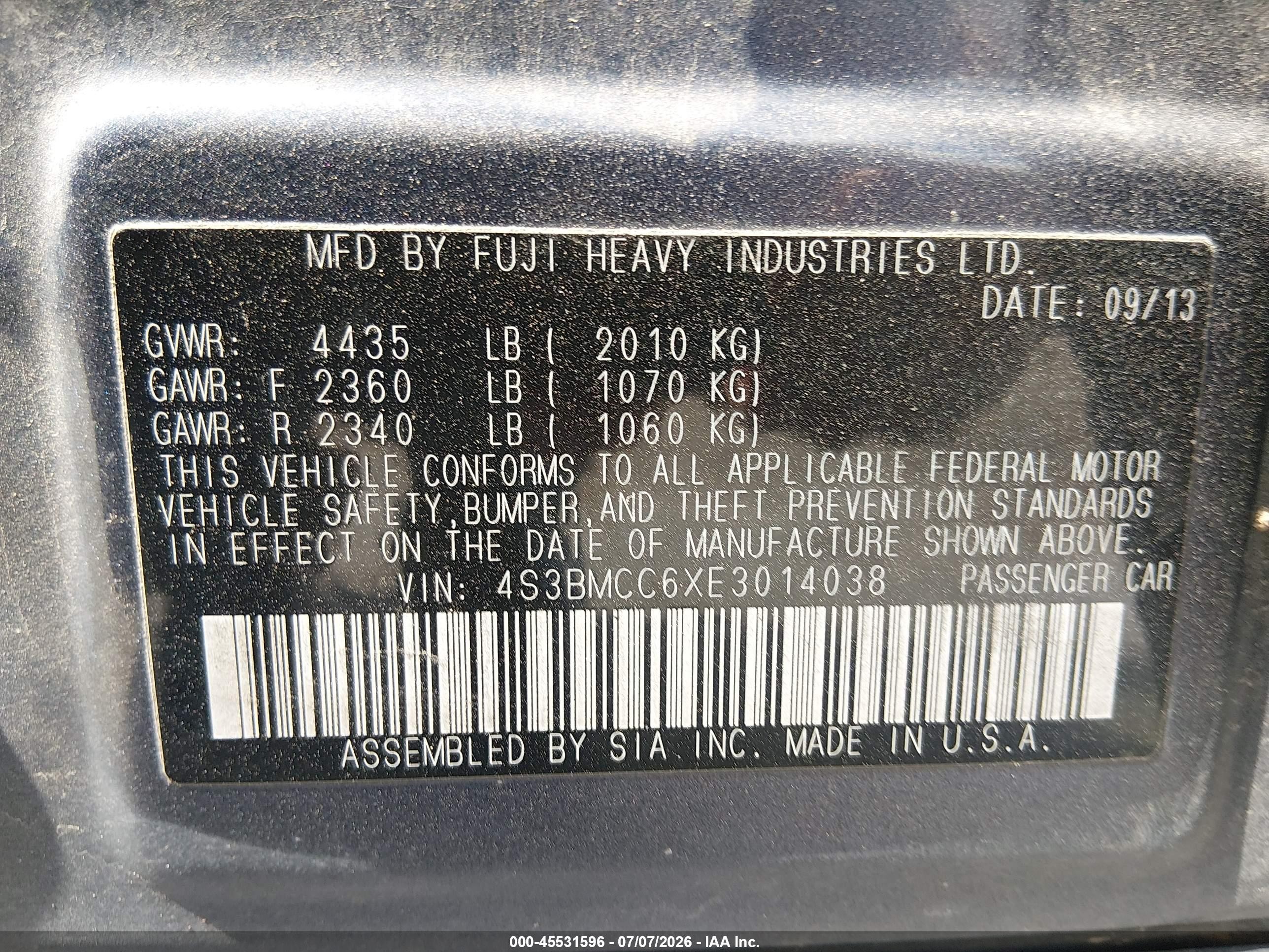 2014 Subaru Legacy 2.5i Premium Gray vin: 4S3BMCC6XE3014038