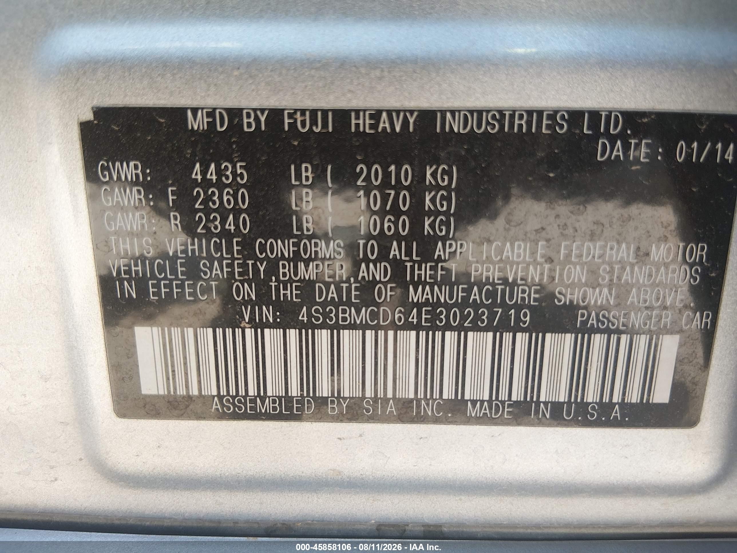 2014 Subaru Legacy 2.5i Premium Teal vin: 4S3BMCD64E3023719