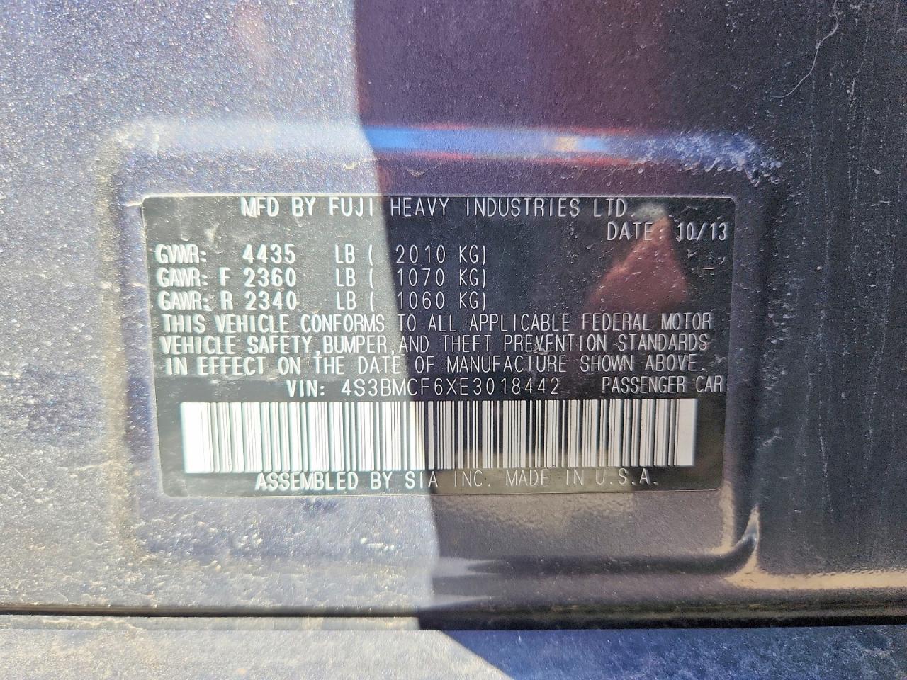 2014 Subaru Legacy 2.5i Premium Gray vin: 4S3BMCF6XE3018442