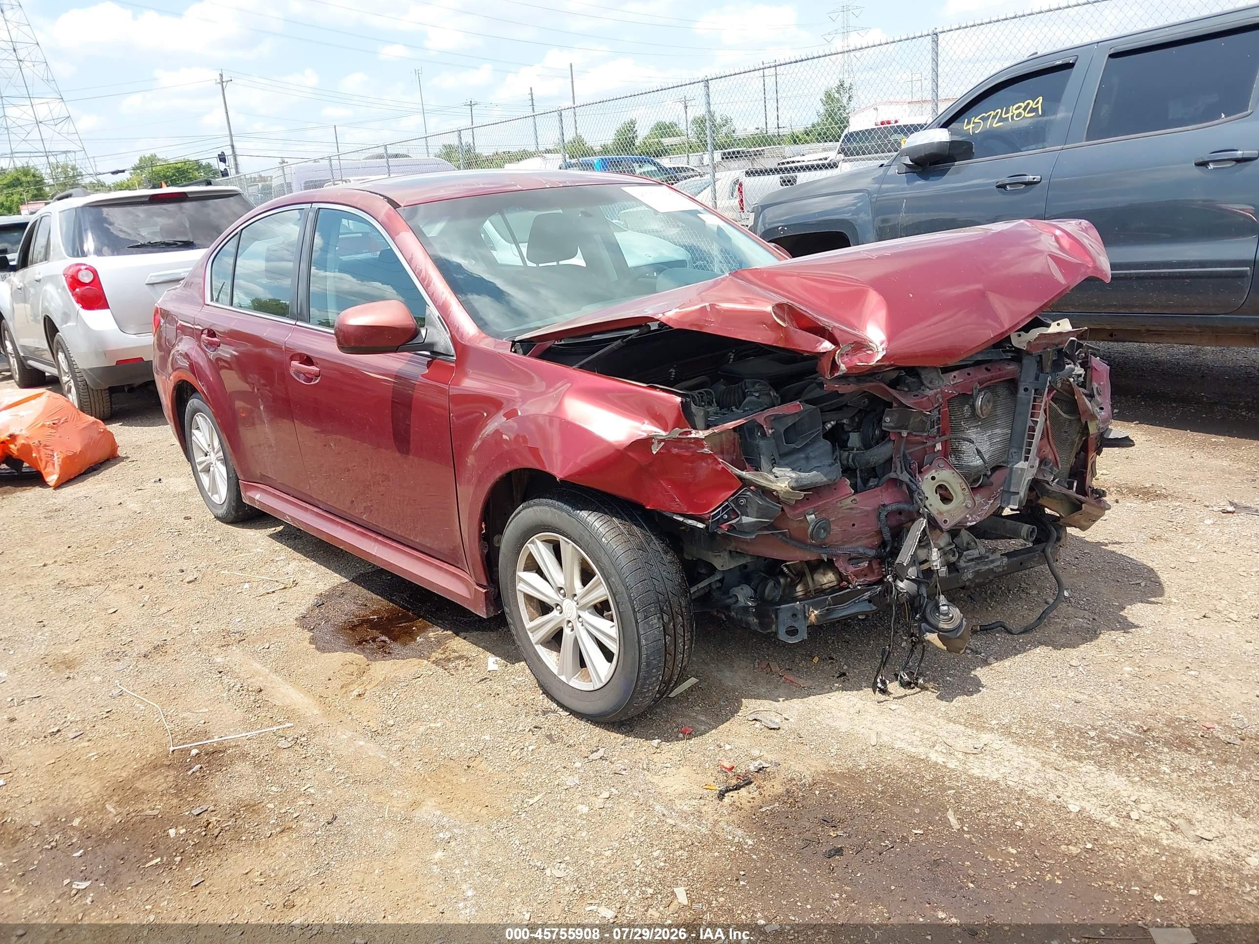 2011 Subaru Legacy 2.5i Premium Red vin: 4S3BMCG60B3248128