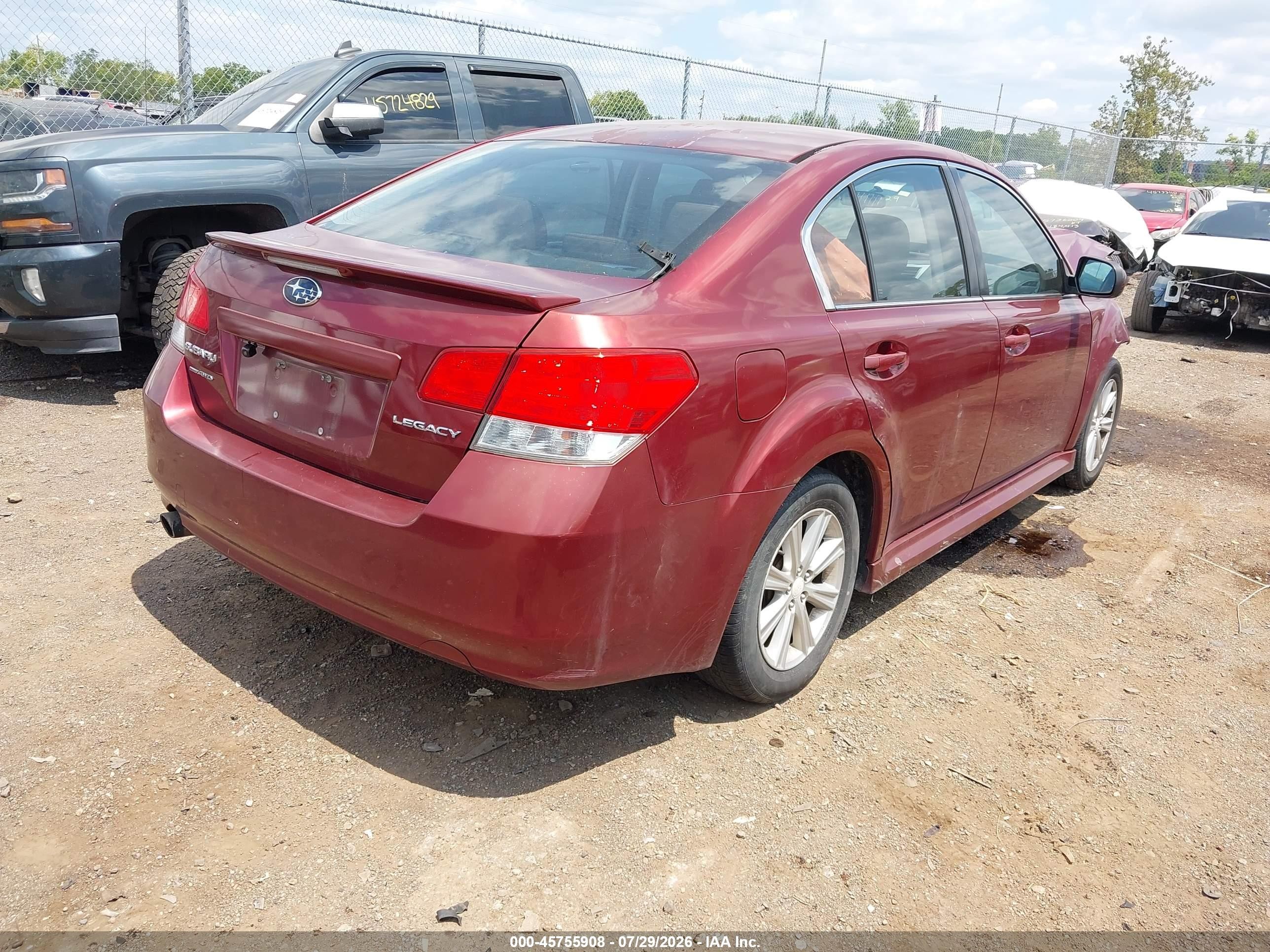 2011 Subaru Legacy 2.5i Premium Red vin: 4S3BMCG60B3248128