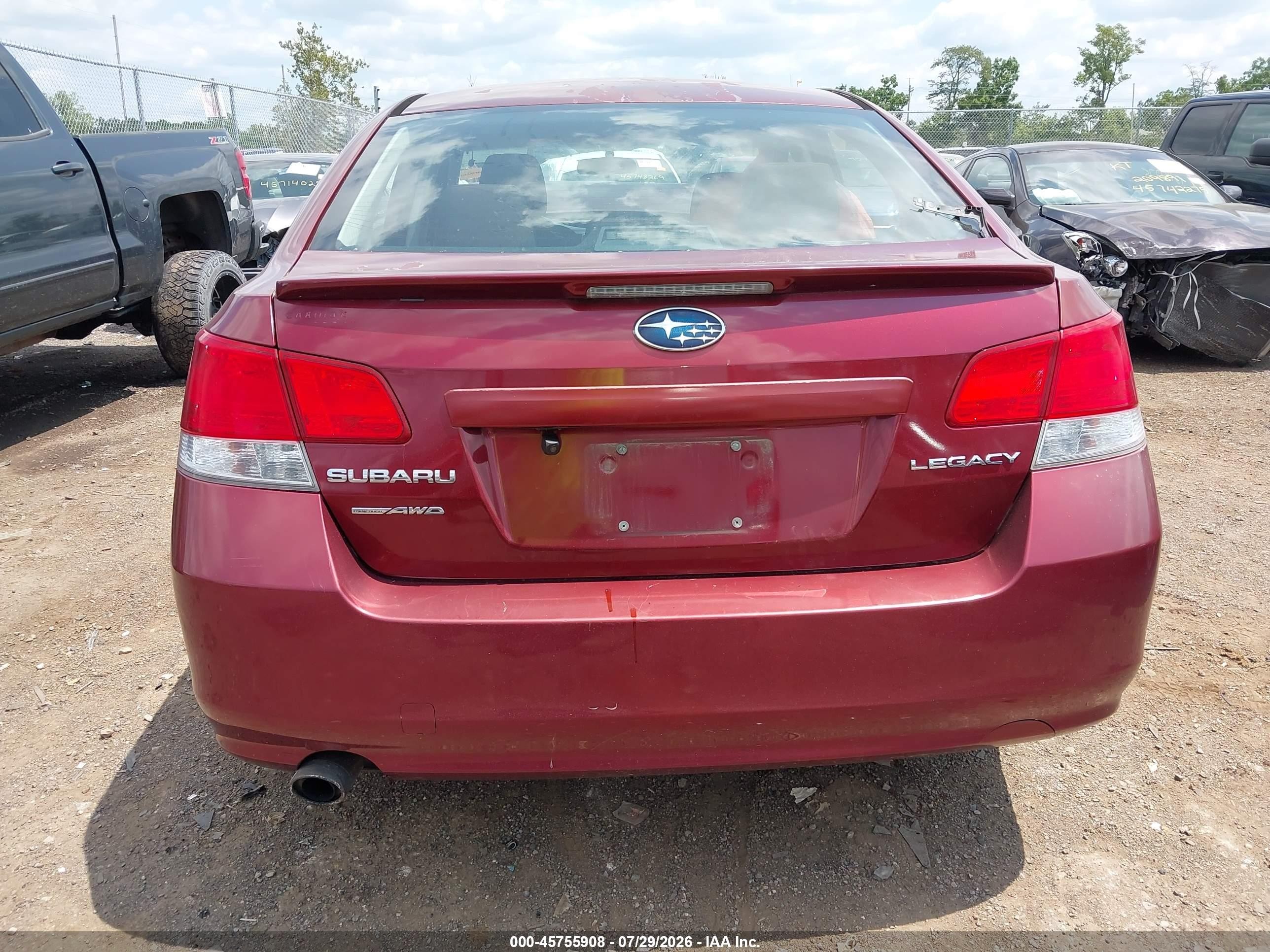 2011 Subaru Legacy 2.5i Premium Red vin: 4S3BMCG60B3248128