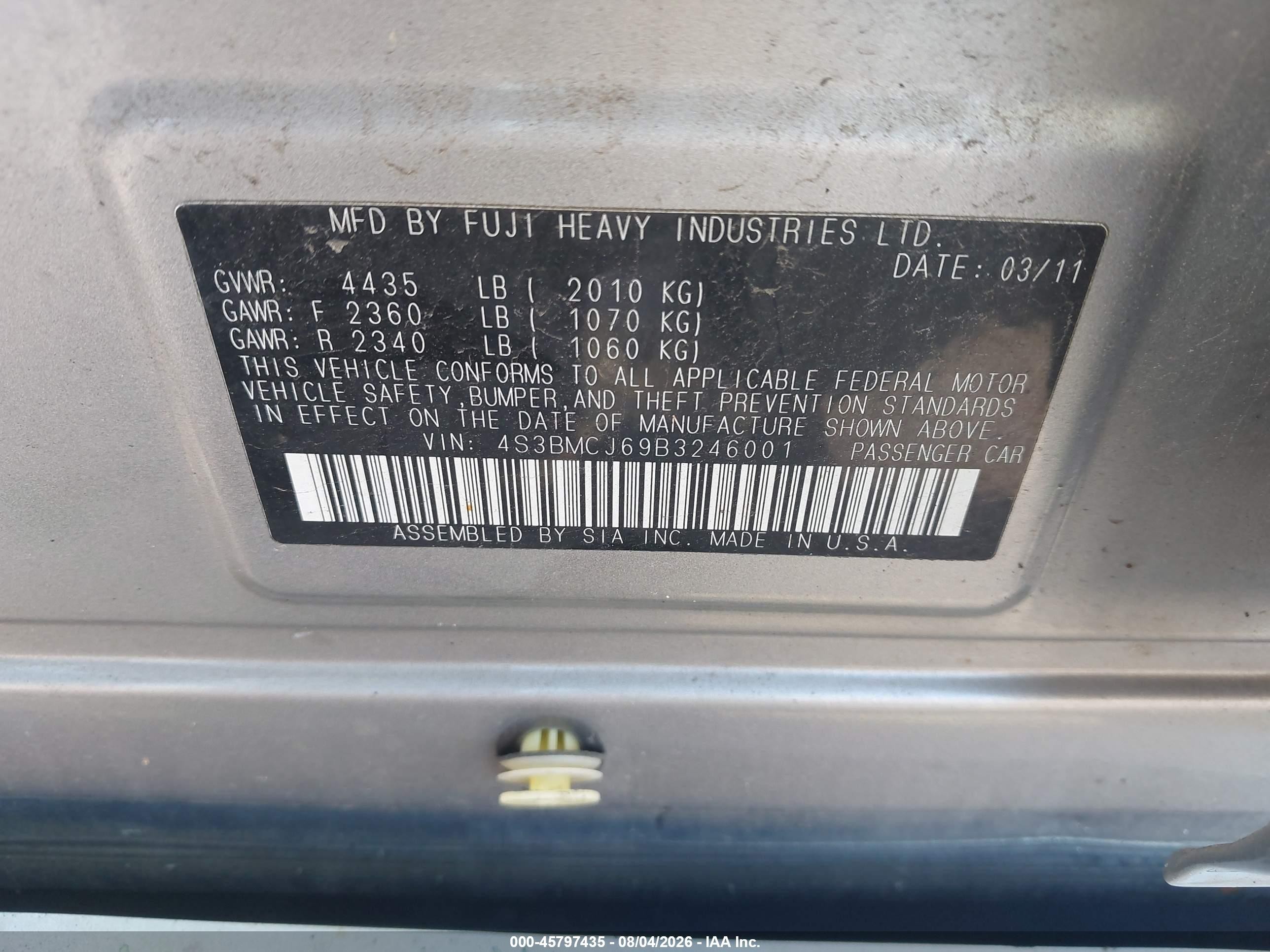 2011 Subaru Legacy 2.5i Limited Silver vin: 4S3BMCJ69B3246001