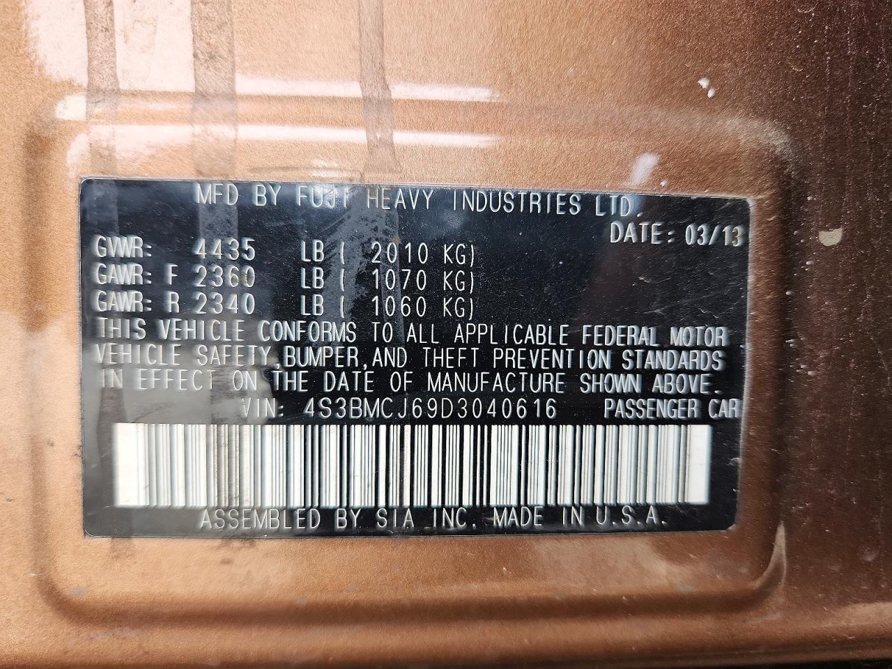 2013 Subaru Legacy 2.5i Limited Brown vin: 4S3BMCJ69D3040616