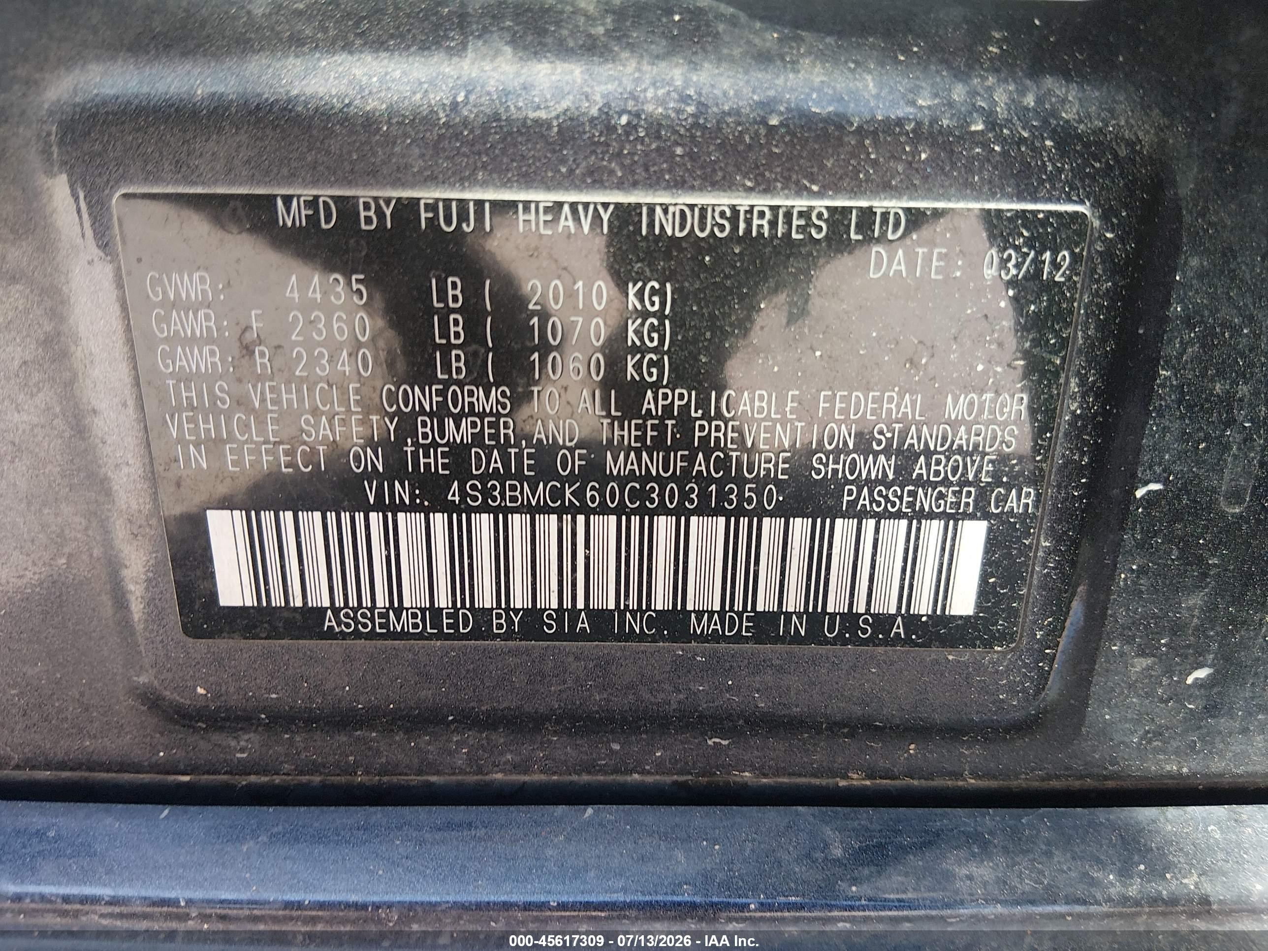 2012 Subaru Legacy 2.5i Limited Gray vin: 4S3BMCK60C3031350