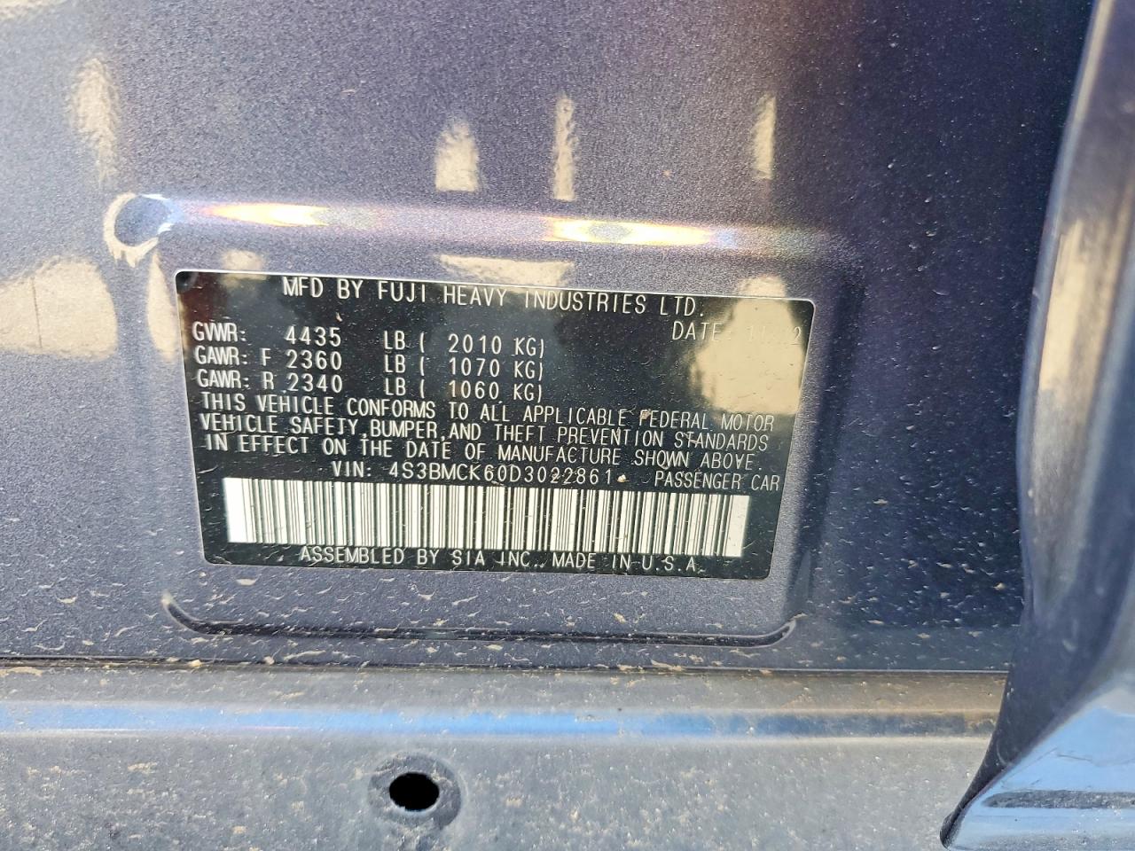 2013 Subaru Legacy 2.5i Limited Blue vin: 4S3BMCK60D3022861