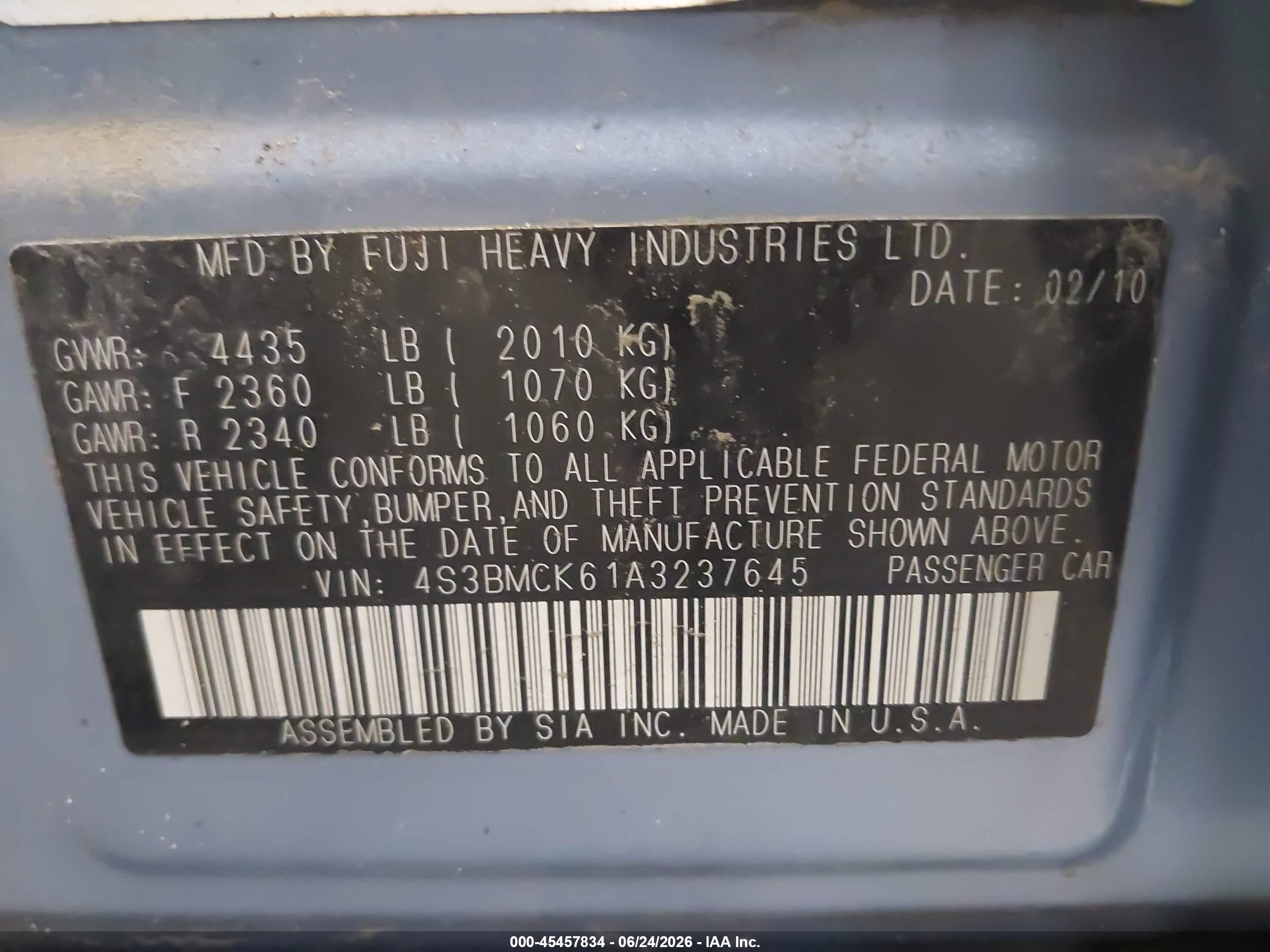 2010 Subaru Legacy 2.5i Limited Синий vin: 4S3BMCK61A3237645