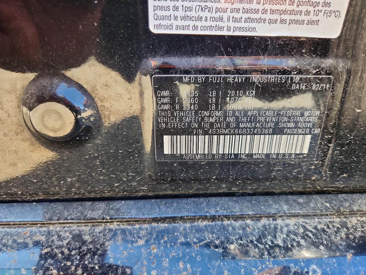 2011 Subaru Legacy 2.5i Limited Black vin: 4S3BMCK66B3245368
