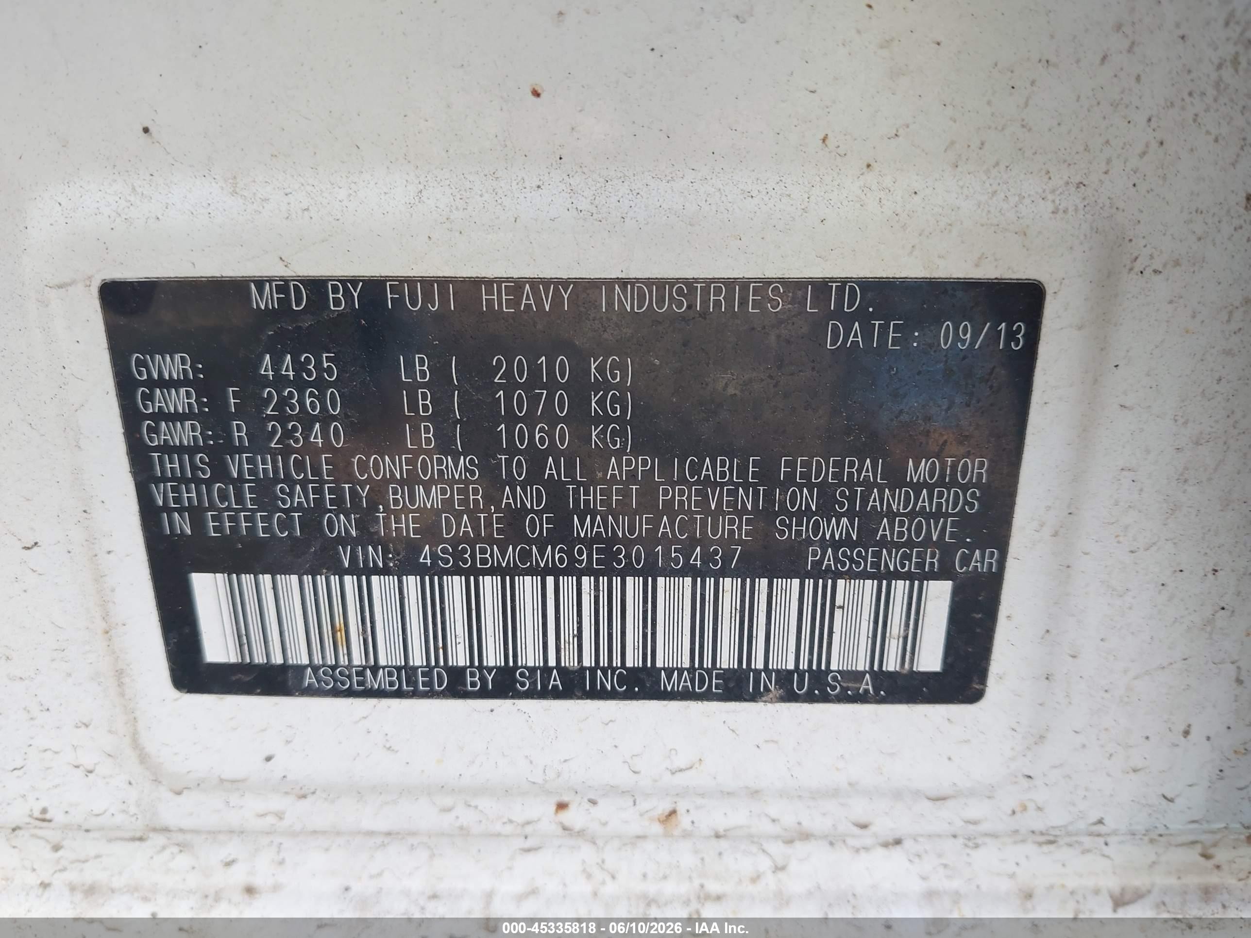 2014 Subaru Legacy 2.5i Limited White vin: 4S3BMCM69E3015437