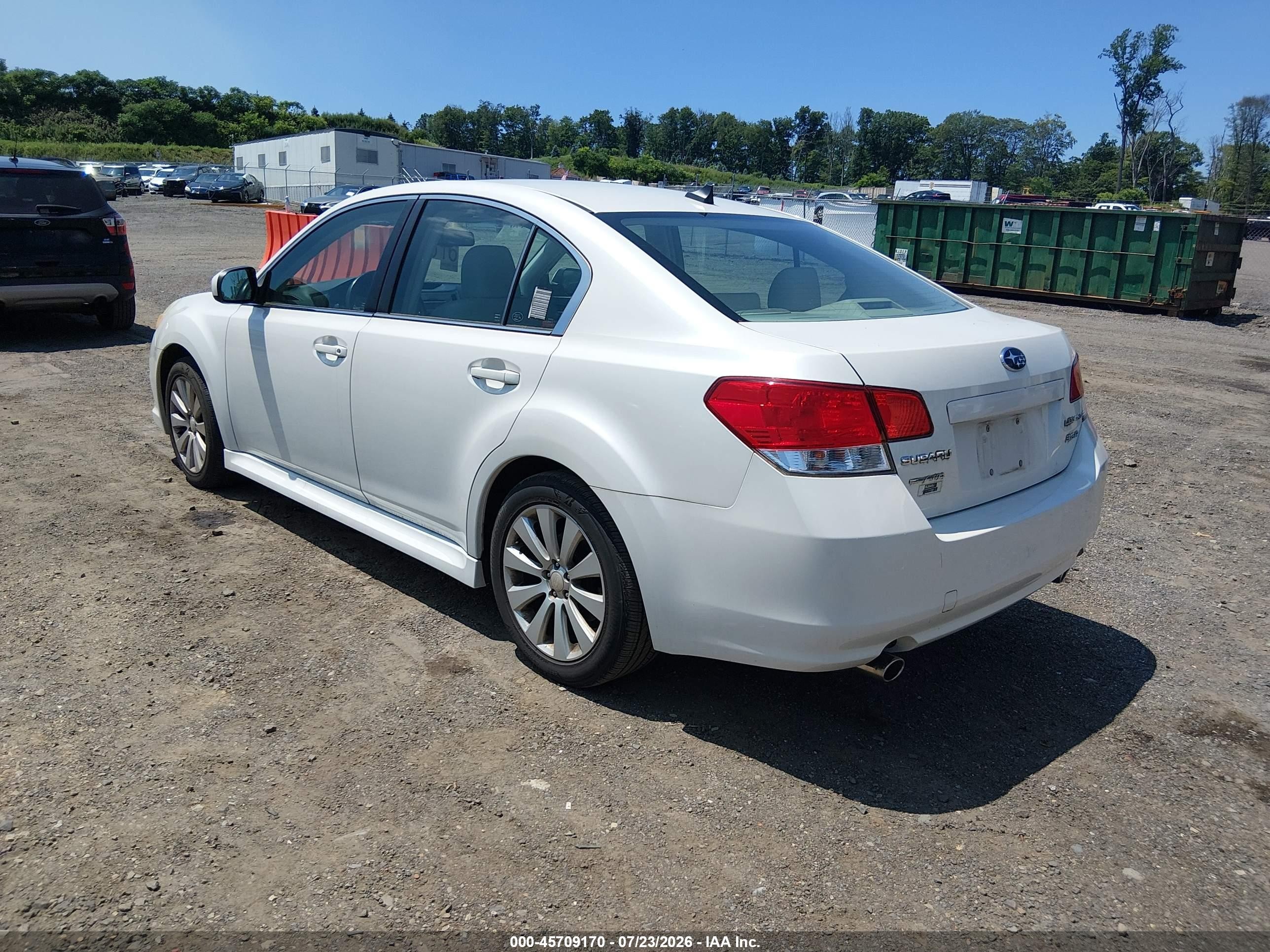 2011 Subaru Legacy 3.6r Limited Белый vin: 4S3BMDJ64B2224600