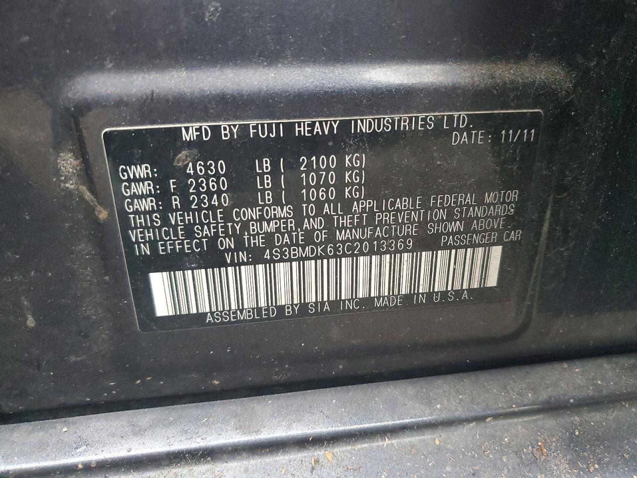 2012 Subaru Legacy 3.6r Limited Gray vin: 4S3BMDK63C2013369