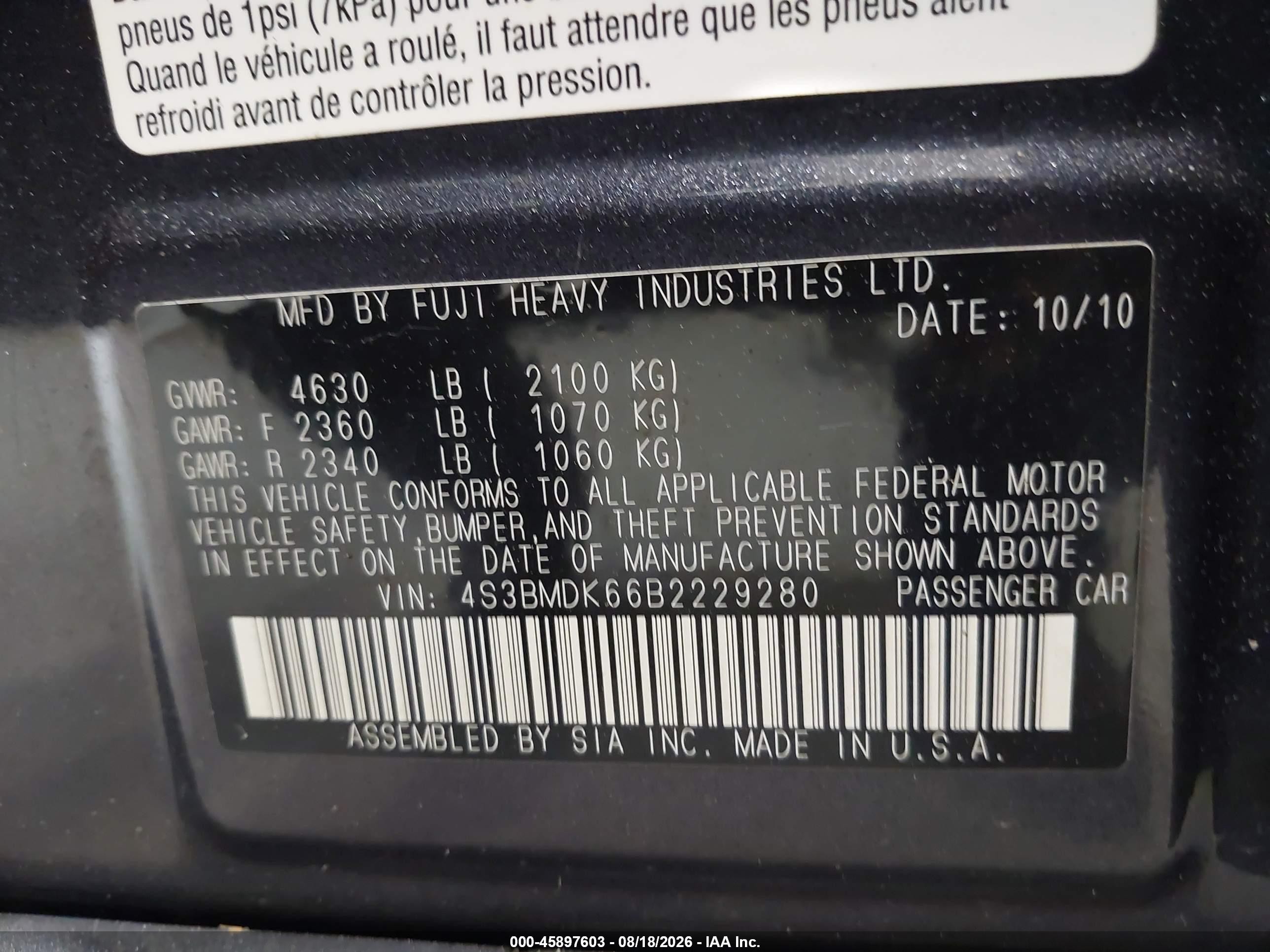 2011 Subaru Legacy 3.6r Limited Gray vin: 4S3BMDK66B2229280