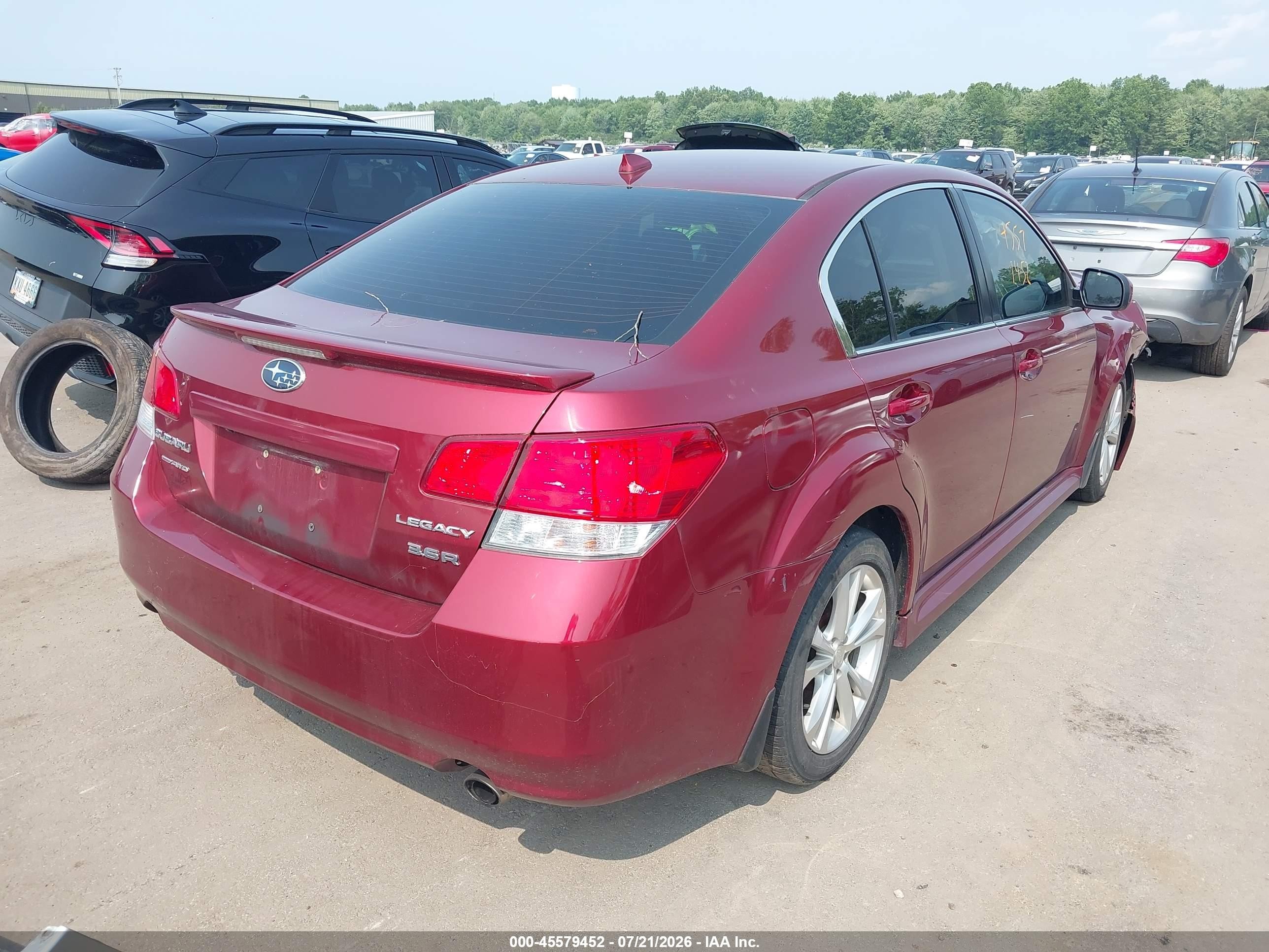 2013 Subaru Legacy 3.6r Limited Красный vin: 4S3BMDL66D2028156