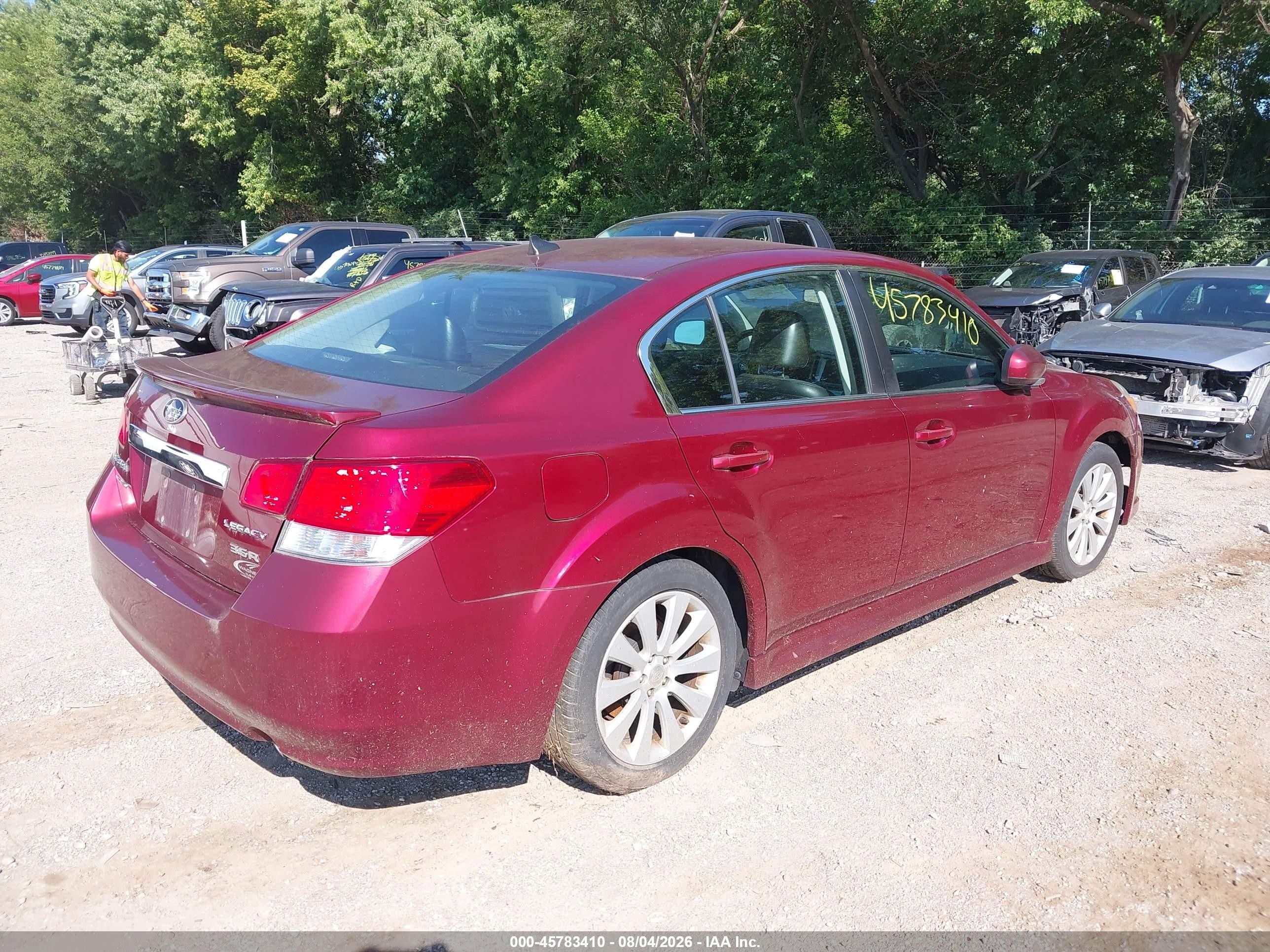 2011 Subaru Legacy 3.6r Limited Красный vin: 4S3BMDL67B2226872