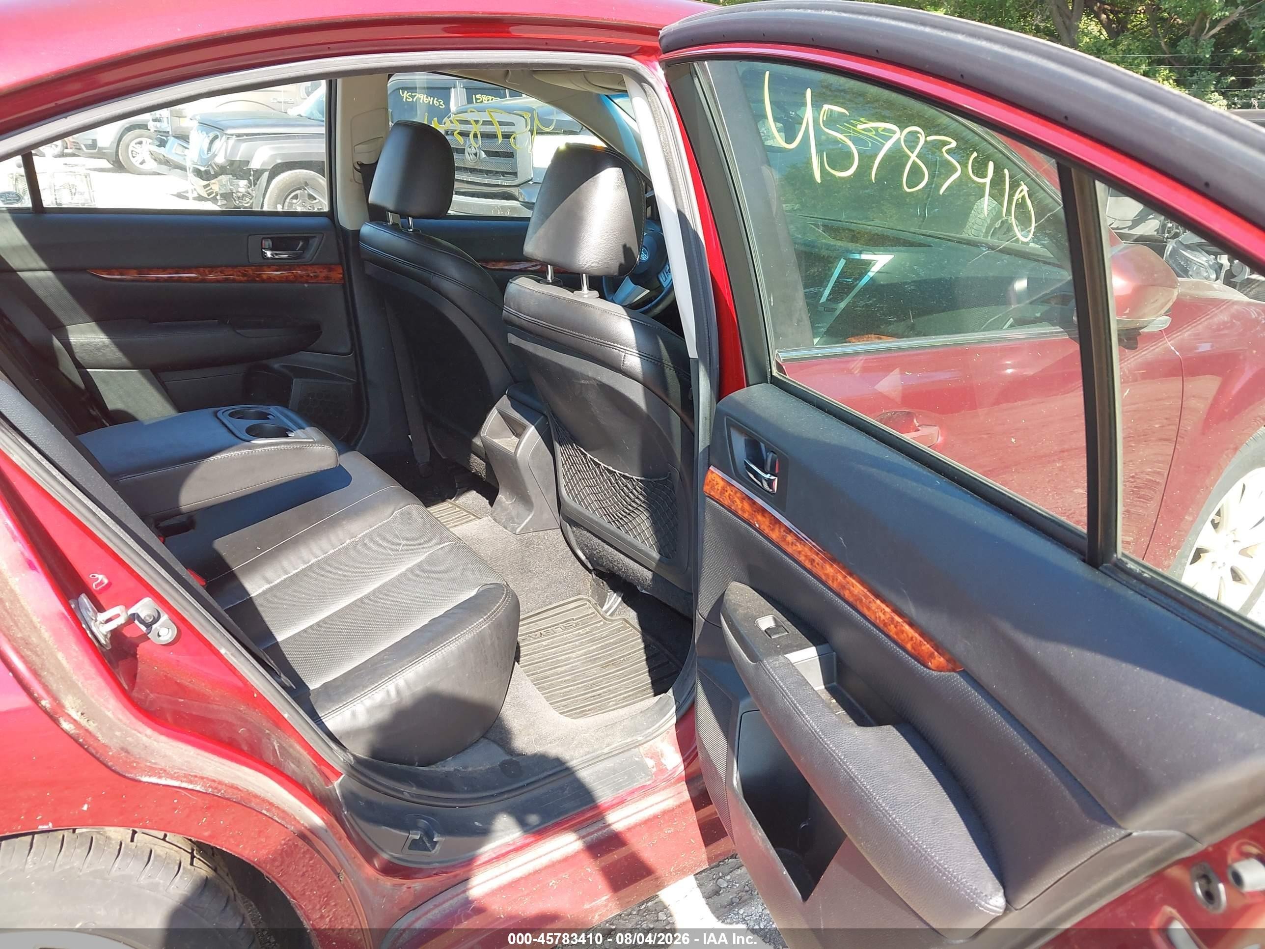 2011 Subaru Legacy 3.6r Limited Красный vin: 4S3BMDL67B2226872